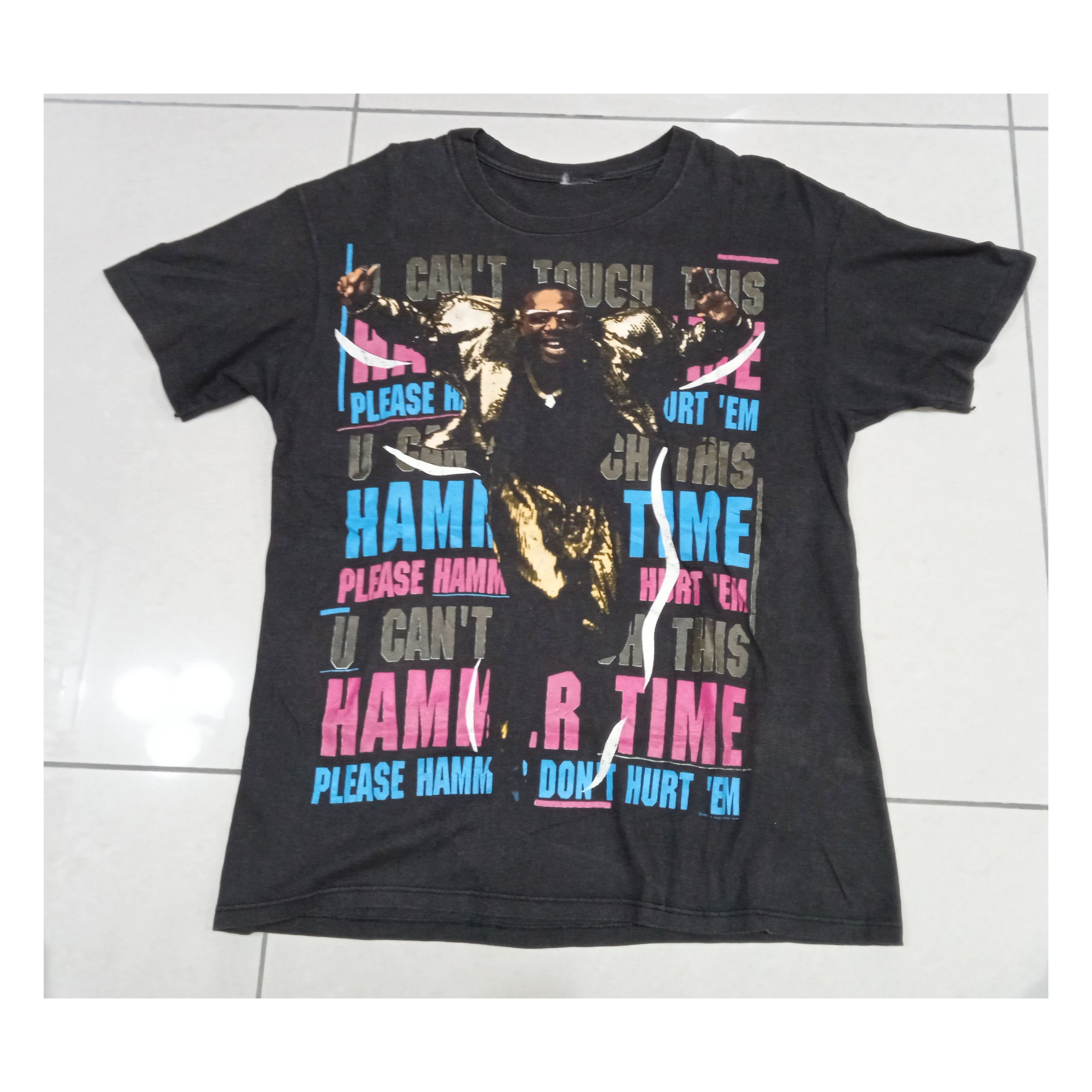 image of Band Tees x Vintage 90's Mc Hammer 1991 T-Shirt in Faded Black, Men's (Size Medium)