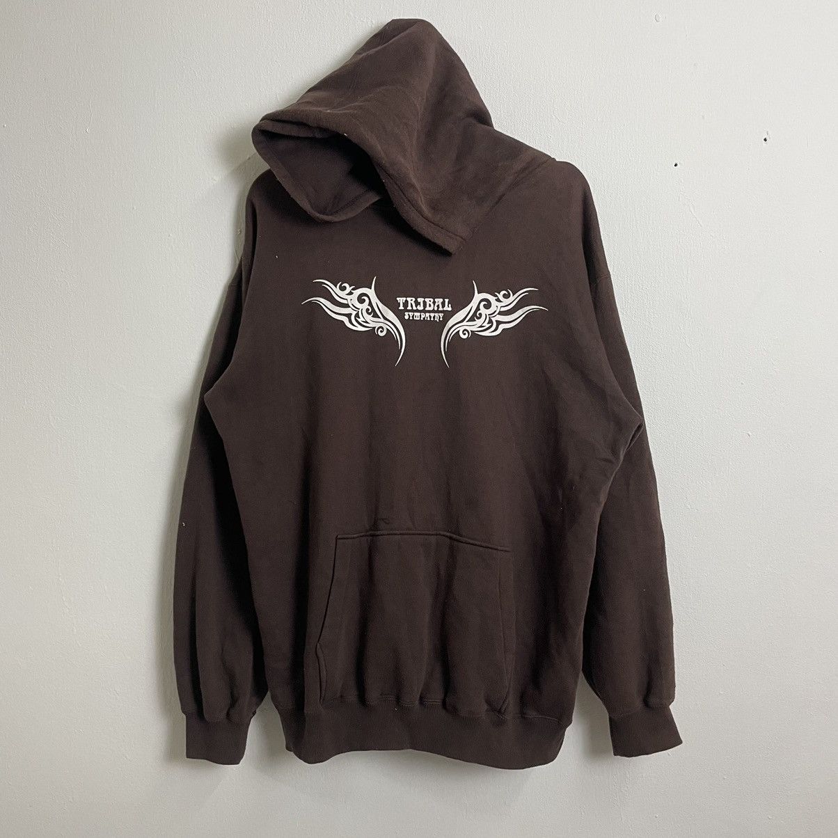 image of Designer Vintage Tribal Big Logo Hoodie Sweatshirts in Chocolate, Men's (Size XL)