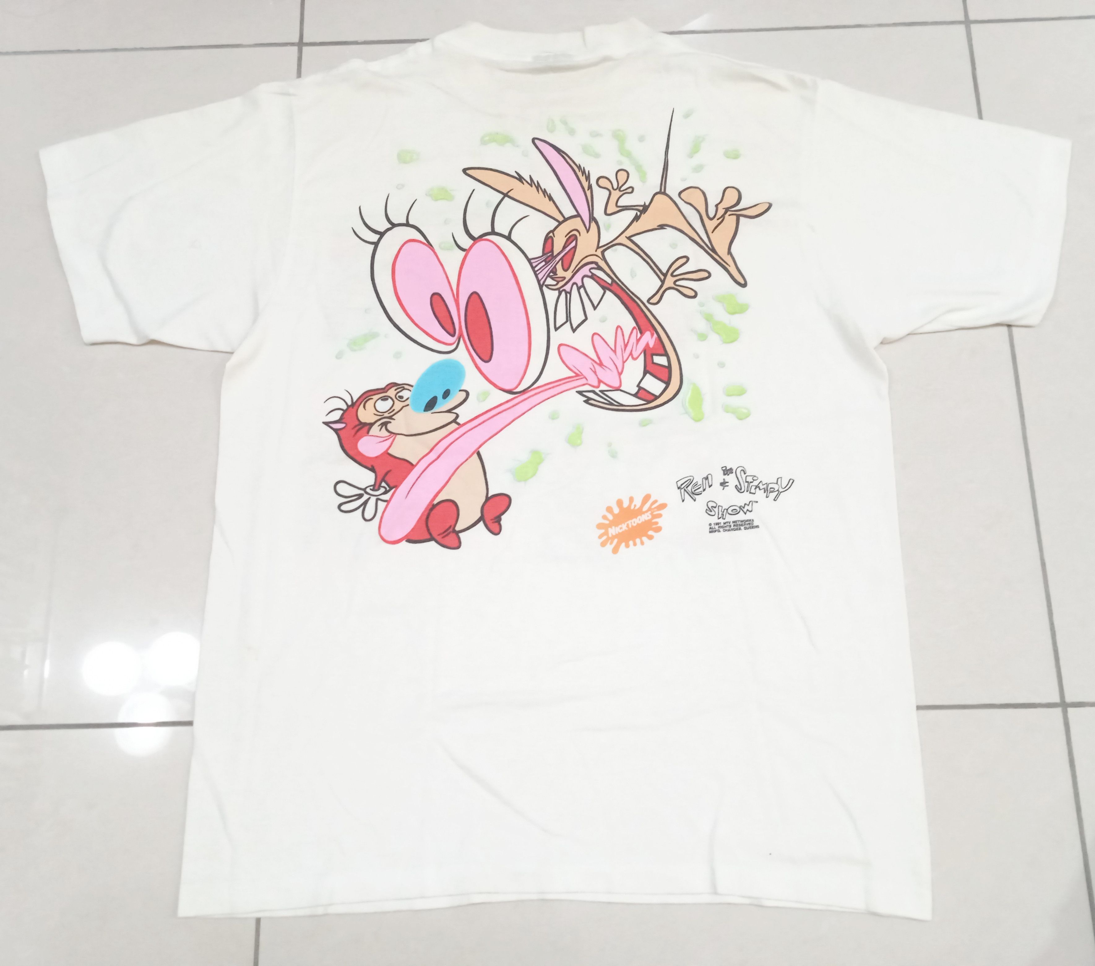 Vintage Vintage single stitch 90s Ren&Stimpy 1991 T Shirt Size US XL / EU 56 / 4 - 1 Thumbnail