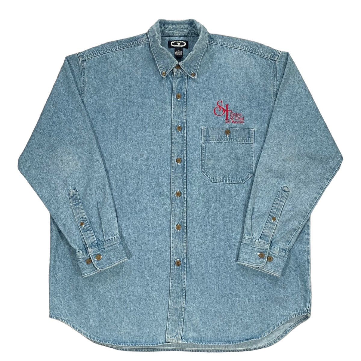 Vintage VTG St Peter & Paul School Riel Wisconsin L/S Denim Shirt Size US XL / EU 56 / 4 - 1 Thumbnail