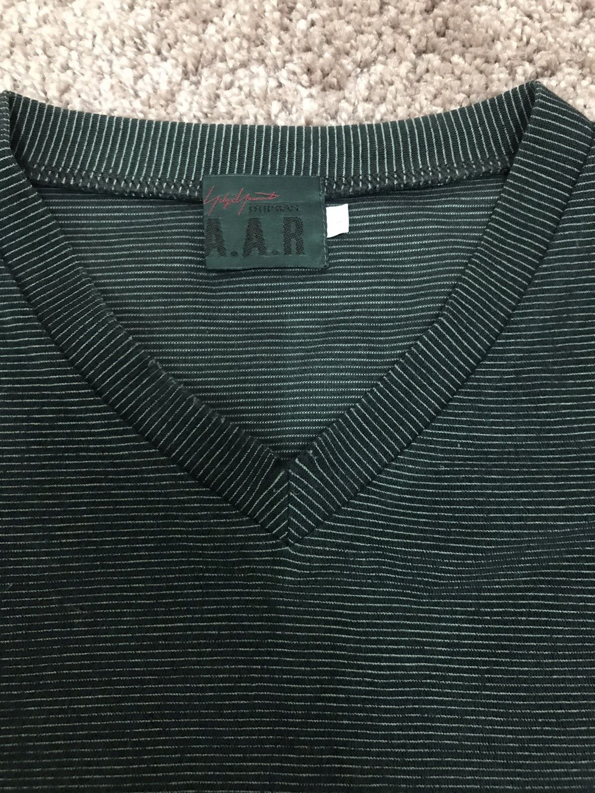 image of Yohji Yamamoto Small Striped Tee in Black Stripes, Men's (Size Large)