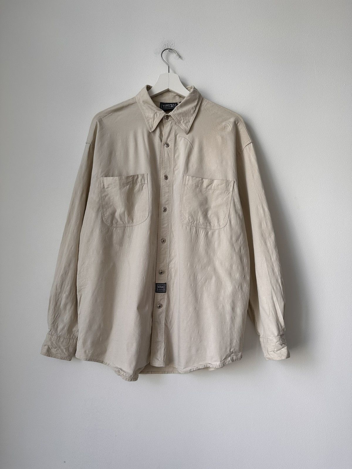 Vintage V2 by VERSACE Size M Gray Cotton Button Up Patch Pocket Long Sleeve Shirt