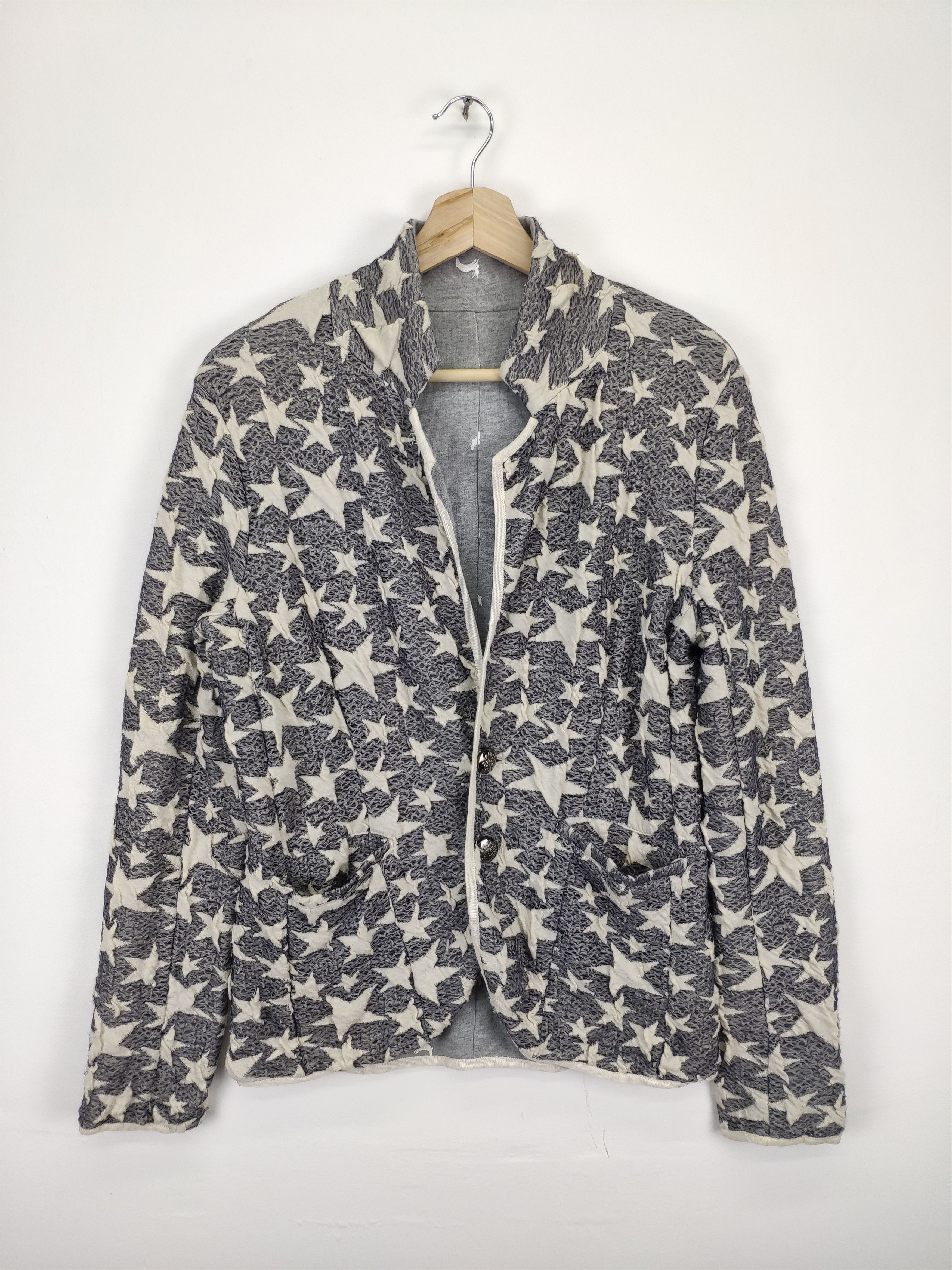 Japanese Brand × Vintage Vintage Cardigan Star Motif Fullprint Reversible Size US M / EU 48-50 / 2 - 1 Thumbnail