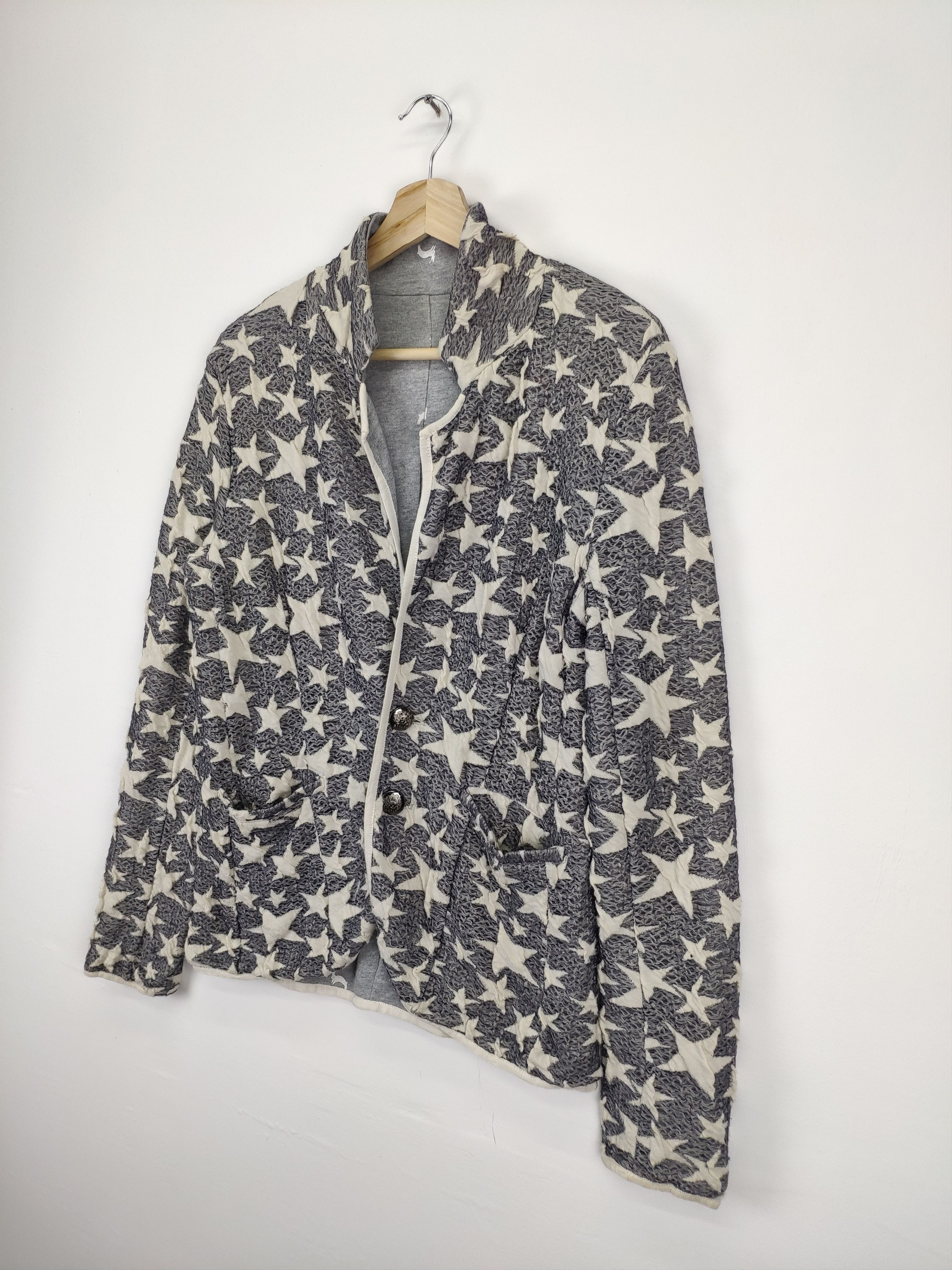 Japanese Brand × Vintage Vintage Cardigan Star Motif Fullprint Reversible Size US M / EU 48-50 / 2 - 2 Thumbnail