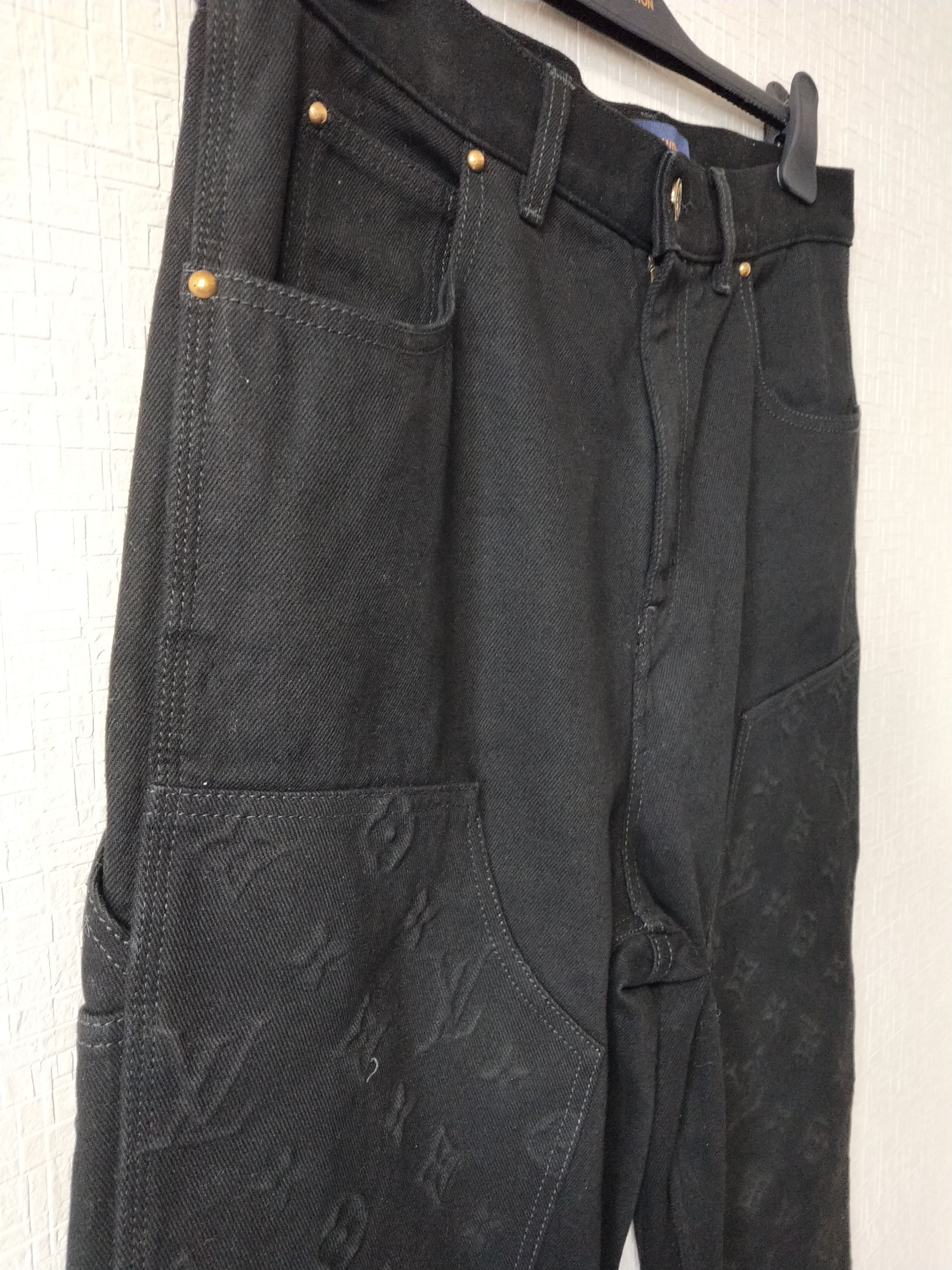 Louis Vuitton Monogram Detail Carpenter Denim Pants Size US 33 - 4 Thumbnail