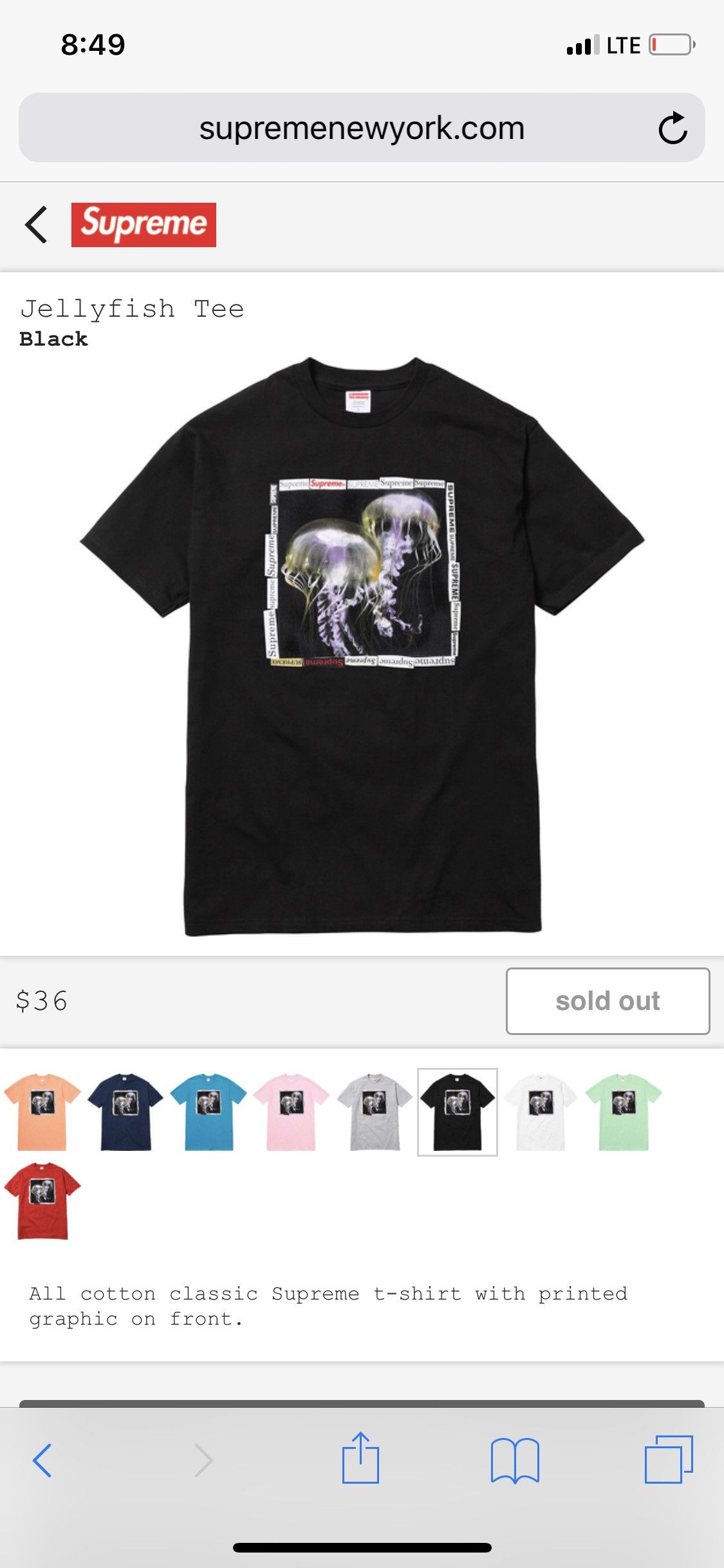 grailed supreme jellyfish tee white