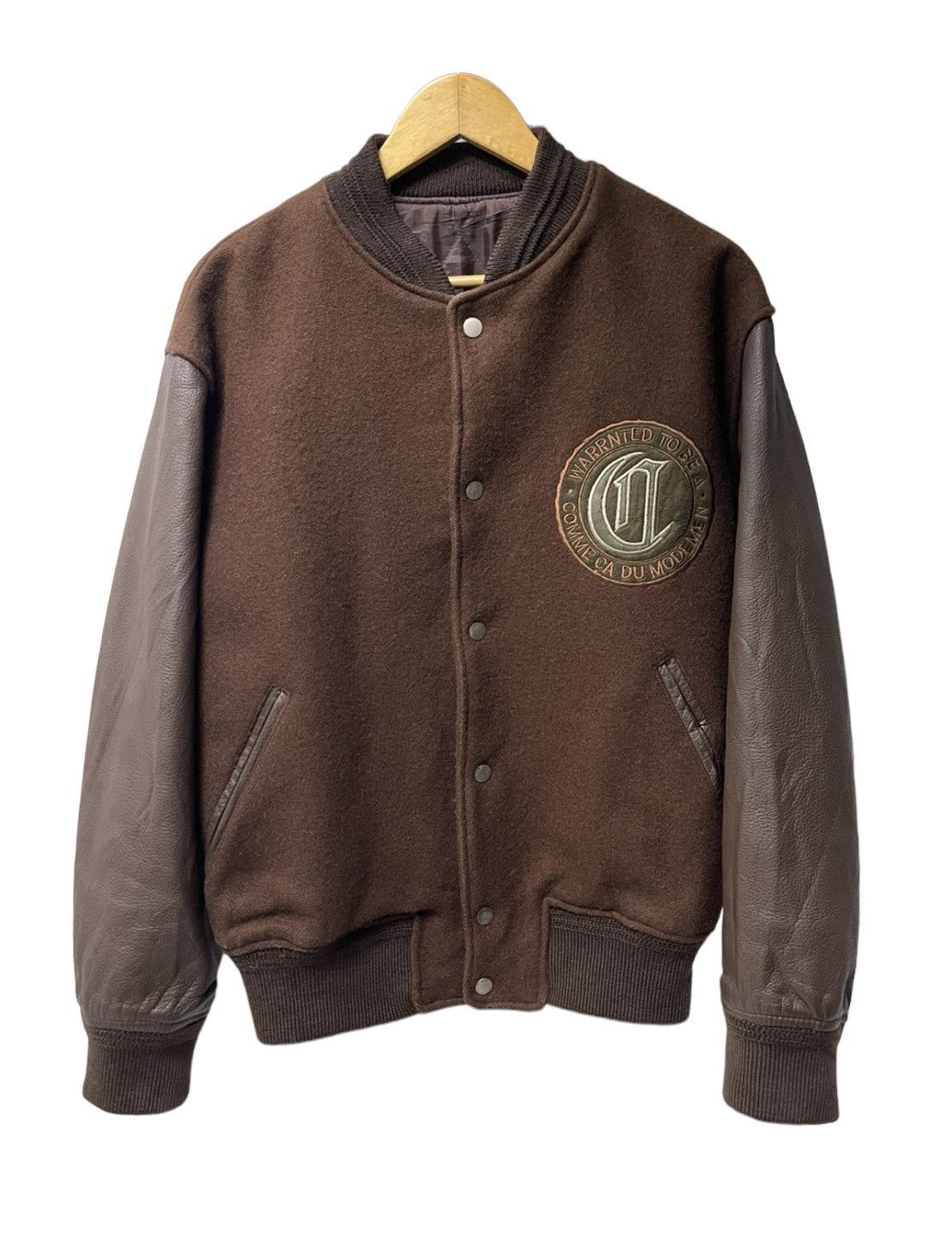 Japanese Brand VINTAGE COMME CA DU WOOL VARSITY LEATHER JACKET Size US L / EU 52-54 / 3 - 2 Thumbnail