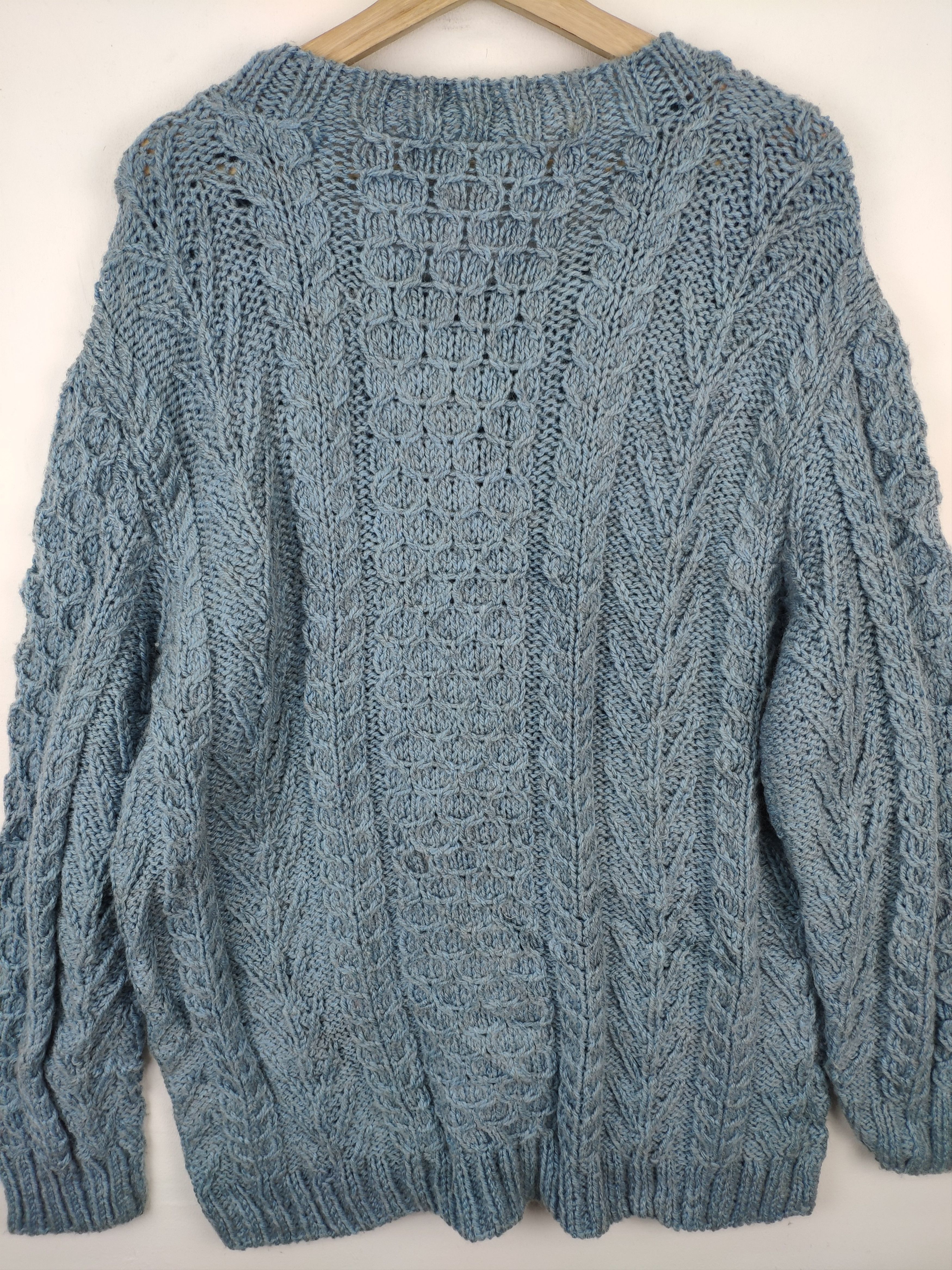 Aran Isles Knitwear × Japanese Brand × Vintage Wool Cable Knit Sweater Issey Miyake Style Size L / US 10 / IT 46 - 9 Thumbnail