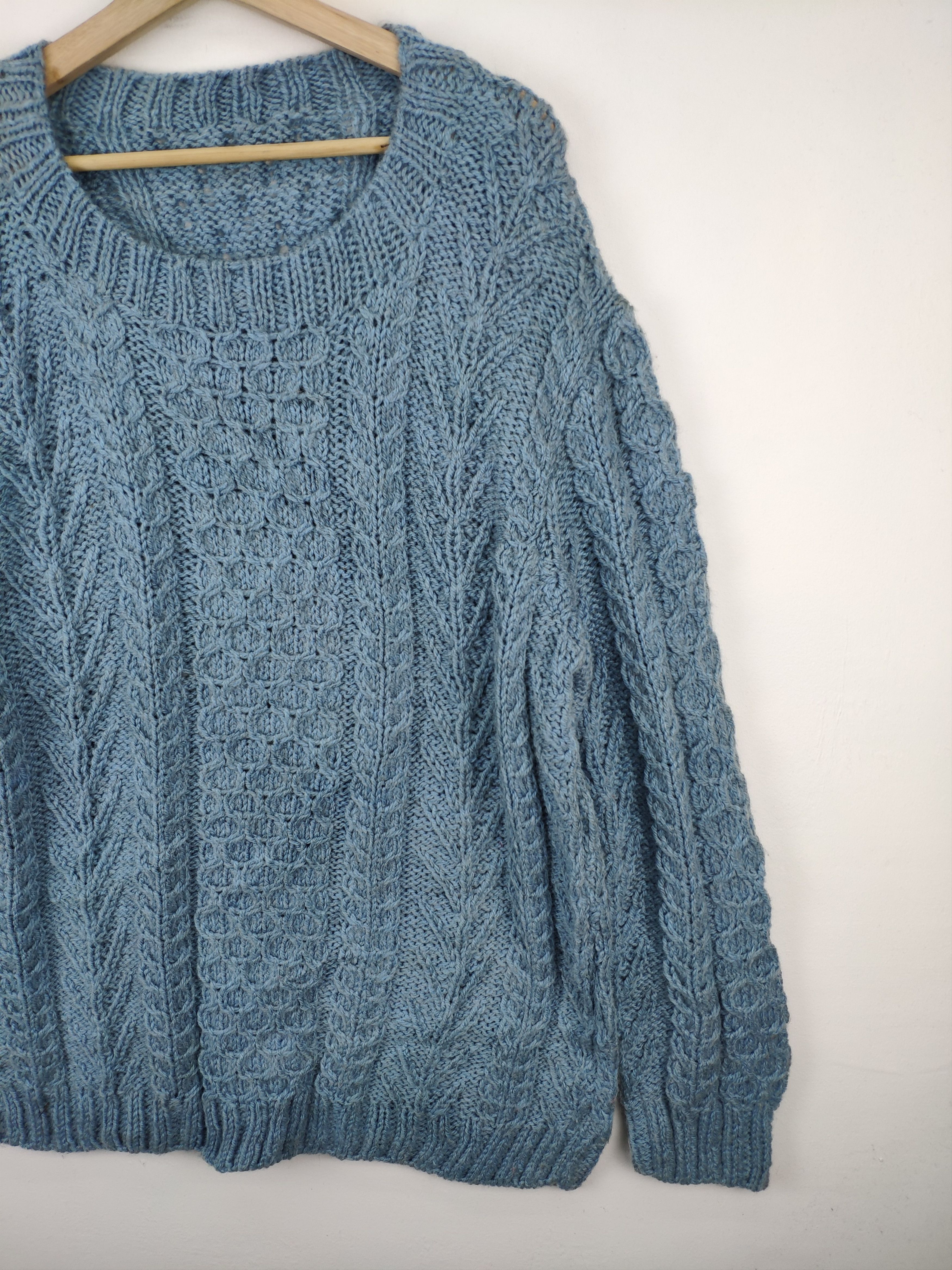 Aran Isles Knitwear × Japanese Brand × Vintage Wool Cable Knit Sweater Issey Miyake Style Size L / US 10 / IT 46 - 3 Thumbnail
