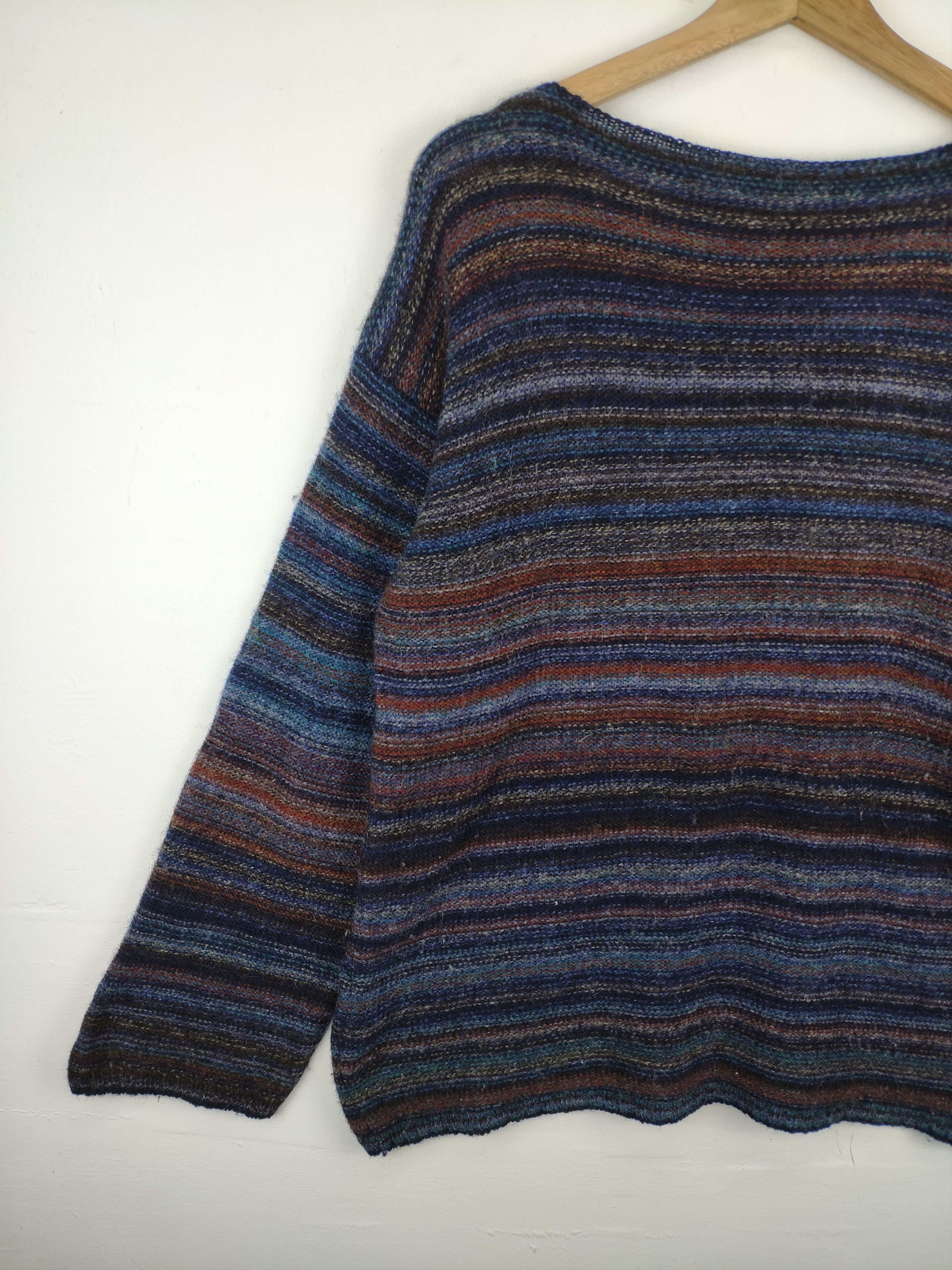 Aran Isles Knitwear × Japanese Brand × Native Fuzzy Wool Sweater Mohair Multicolour Unbranded Size M / US 6-8 / IT 42-44 - 4 Thumbnail