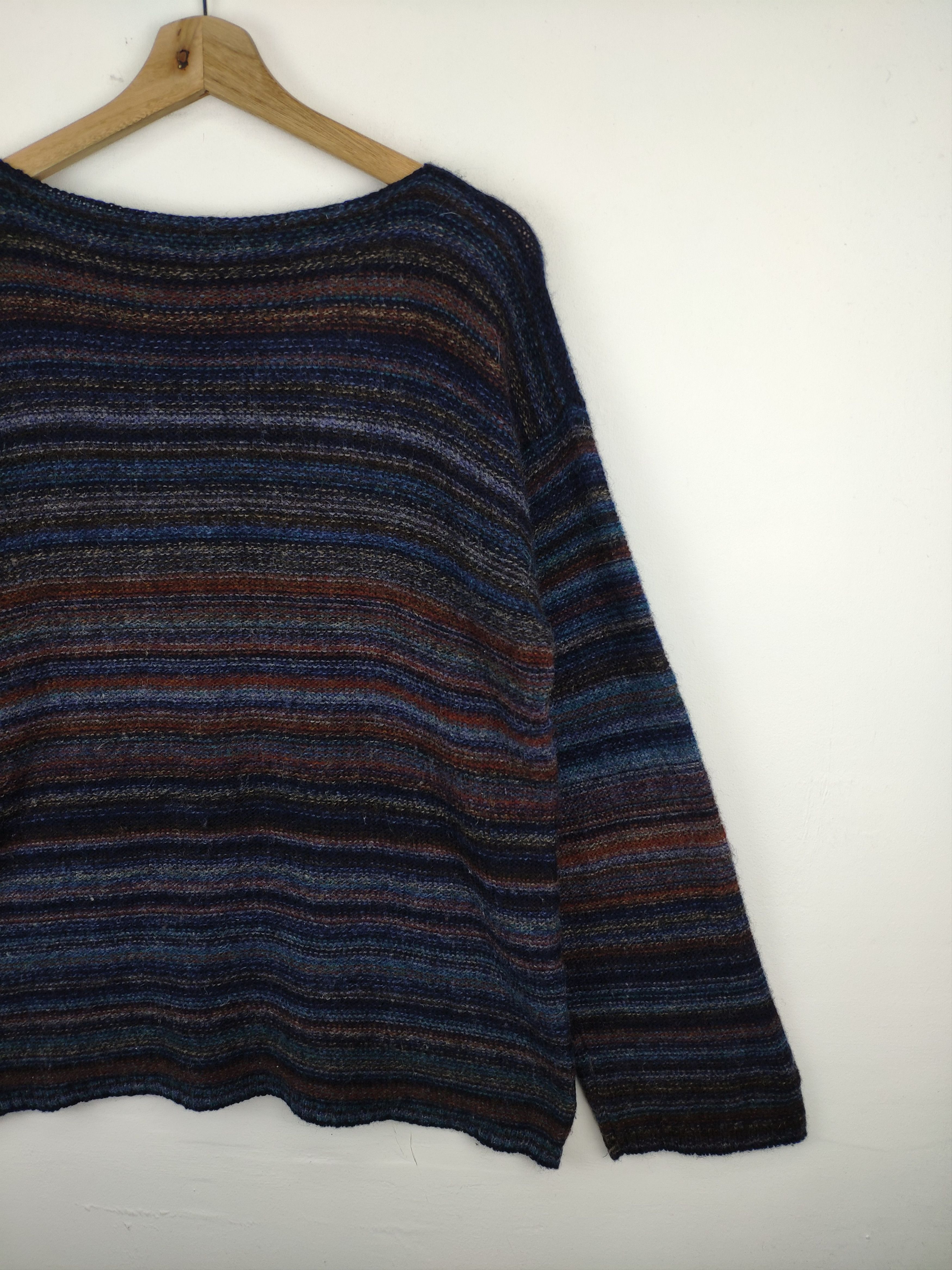 Aran Isles Knitwear × Japanese Brand × Native Fuzzy Wool Sweater Mohair Multicolour Unbranded Size M / US 6-8 / IT 42-44 - 3 Thumbnail