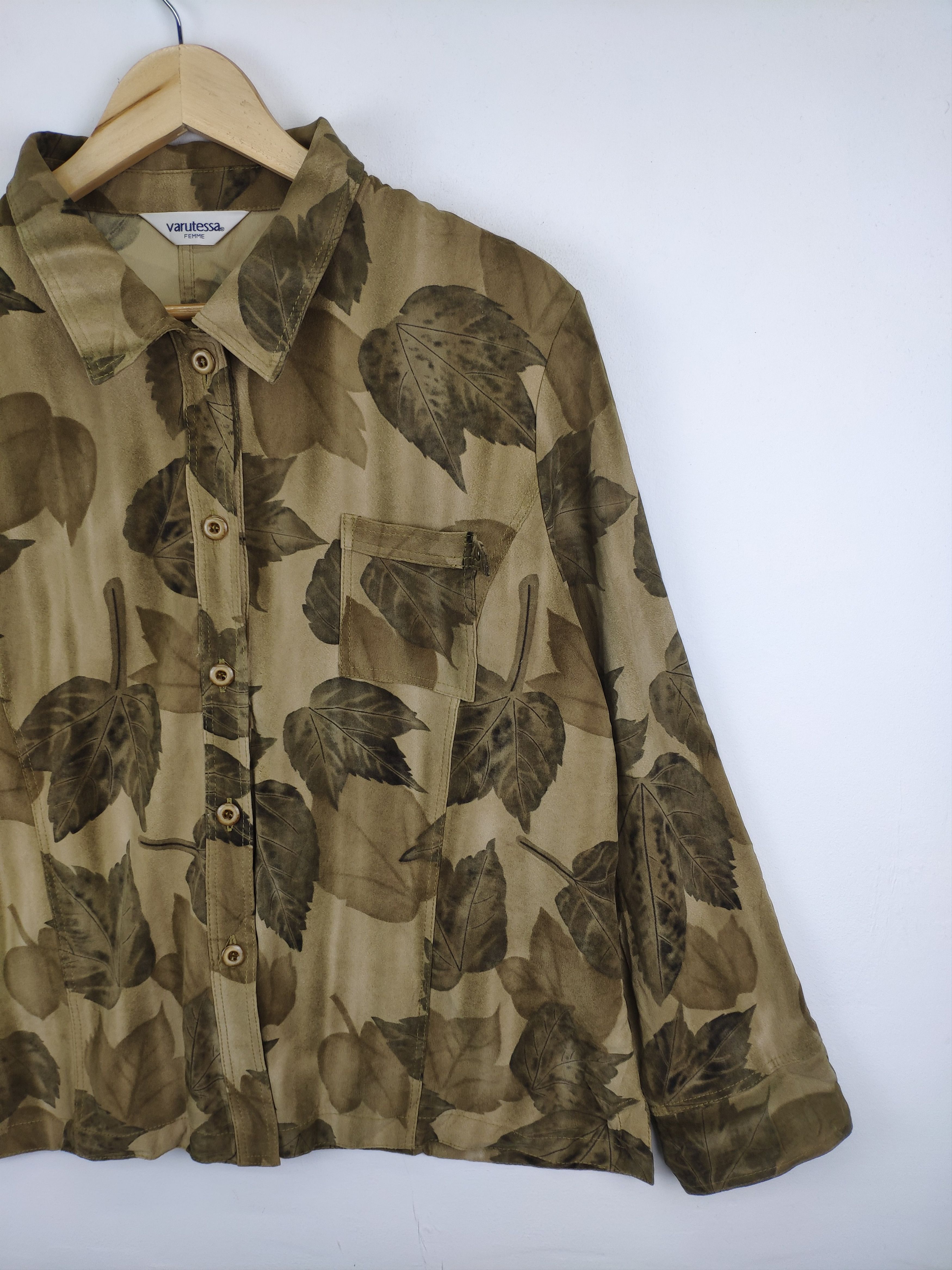 Designer × Japanese Brand Vintage Button Up Leaf Motif Varutessa Femme Size L / US 10 / IT 46 - 5 Thumbnail
