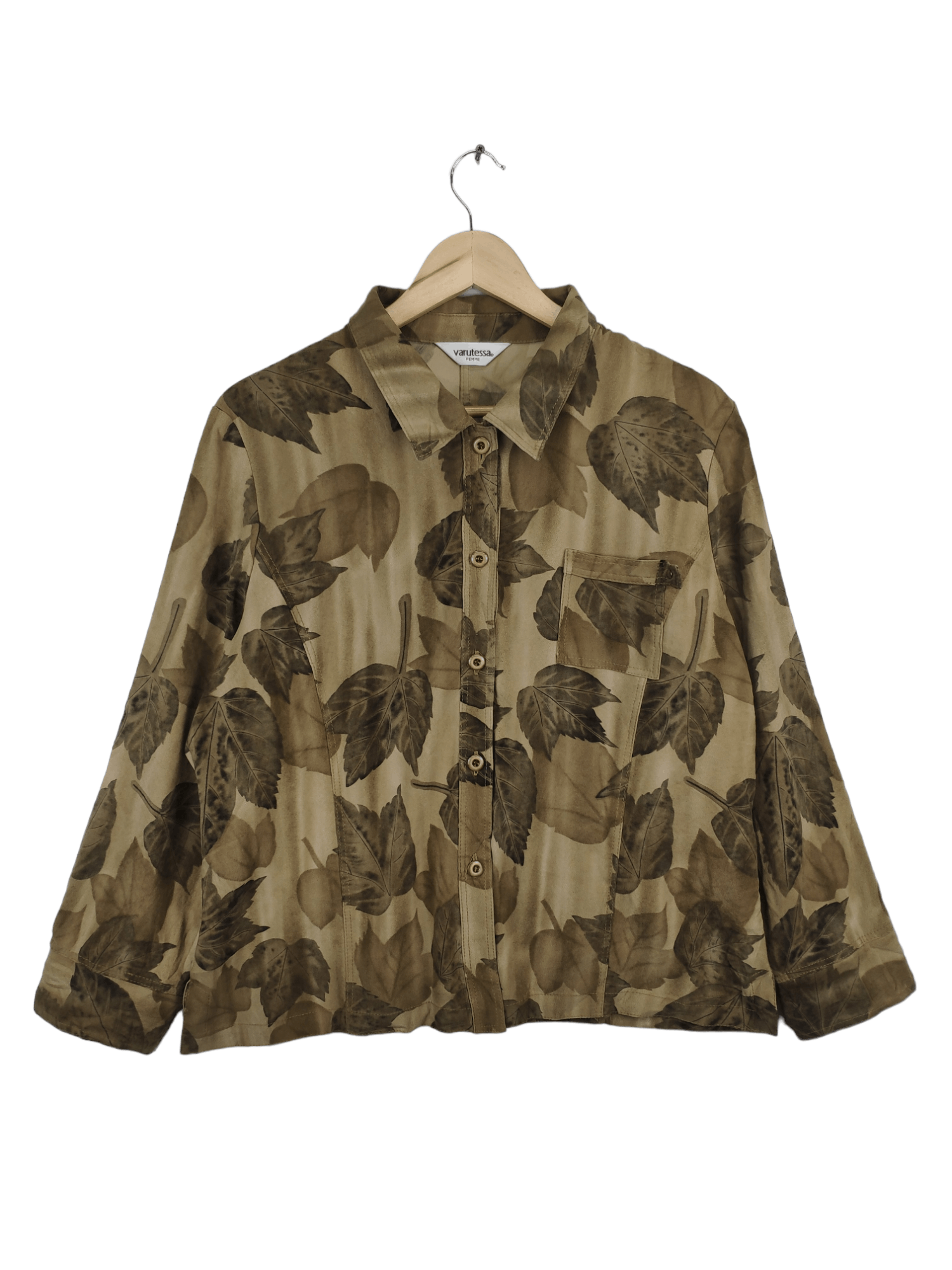 Designer × Japanese Brand Vintage Button Up Leaf Motif Varutessa Femme Size L / US 10 / IT 46 - 1 Thumbnail
