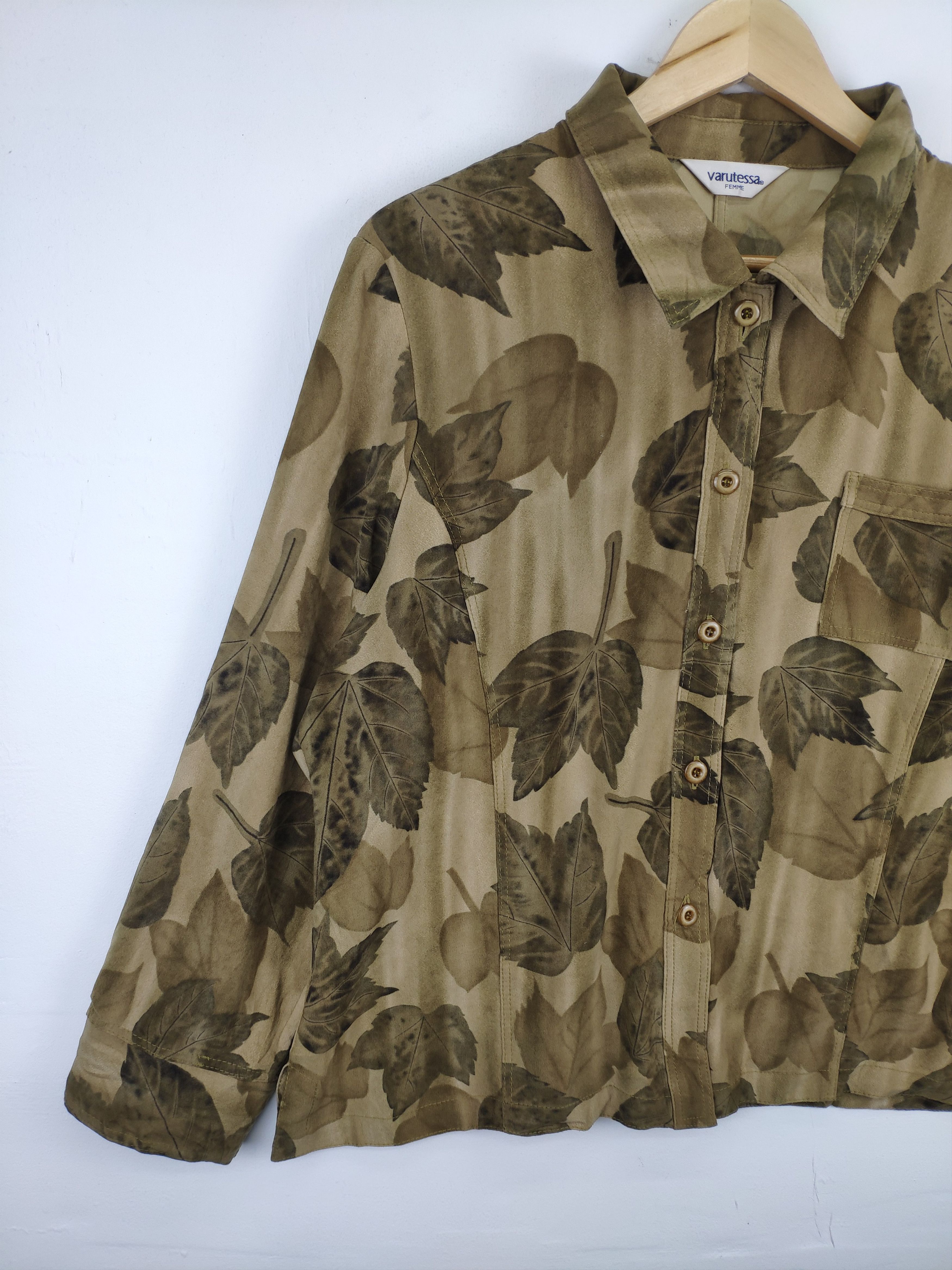 Designer × Japanese Brand Vintage Button Up Leaf Motif Varutessa Femme Size L / US 10 / IT 46 - 6 Thumbnail