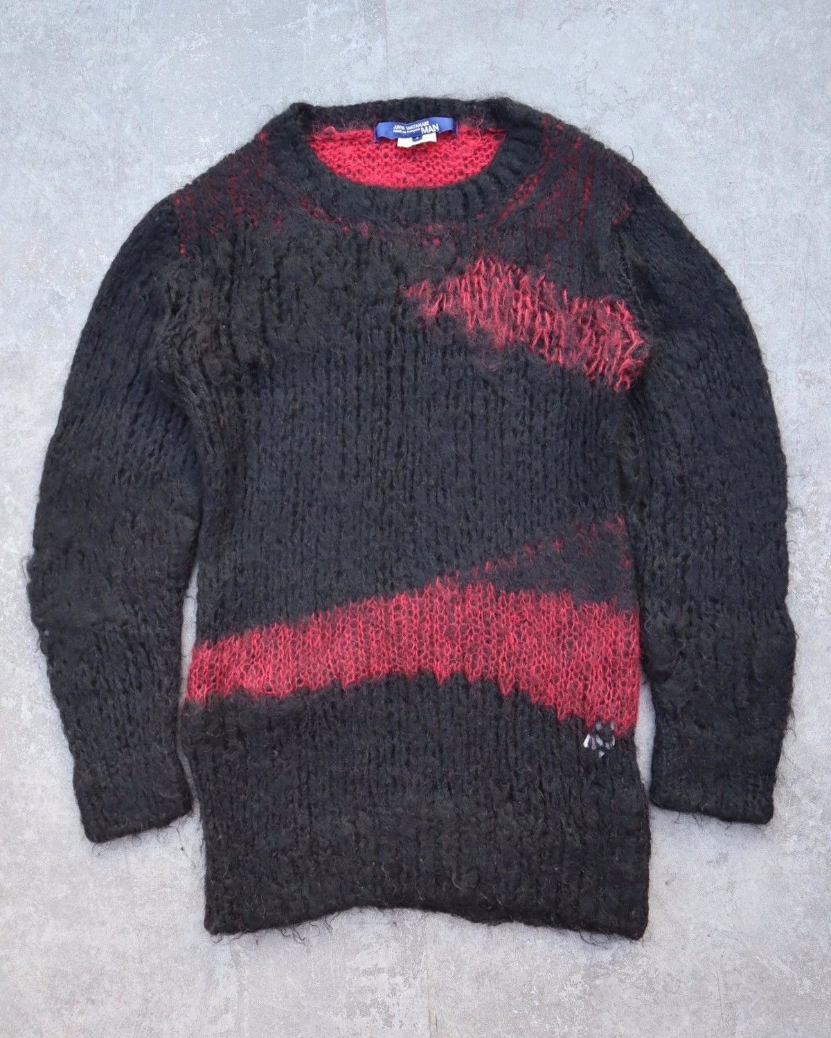 image of Comme Des Garcons x Junya Watanabe Aw14 Mohair Sweater in Black/Red, Men's (Size Small)