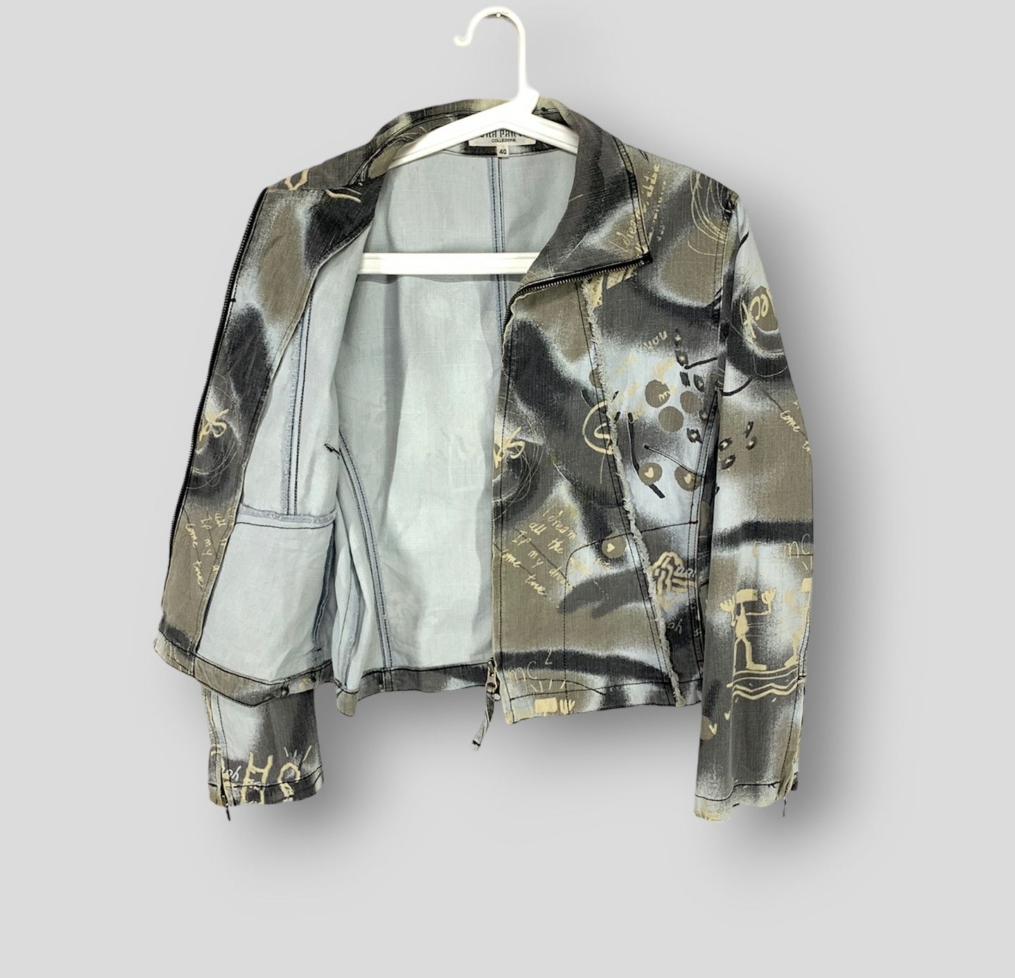 Una parte allover print biker jacket