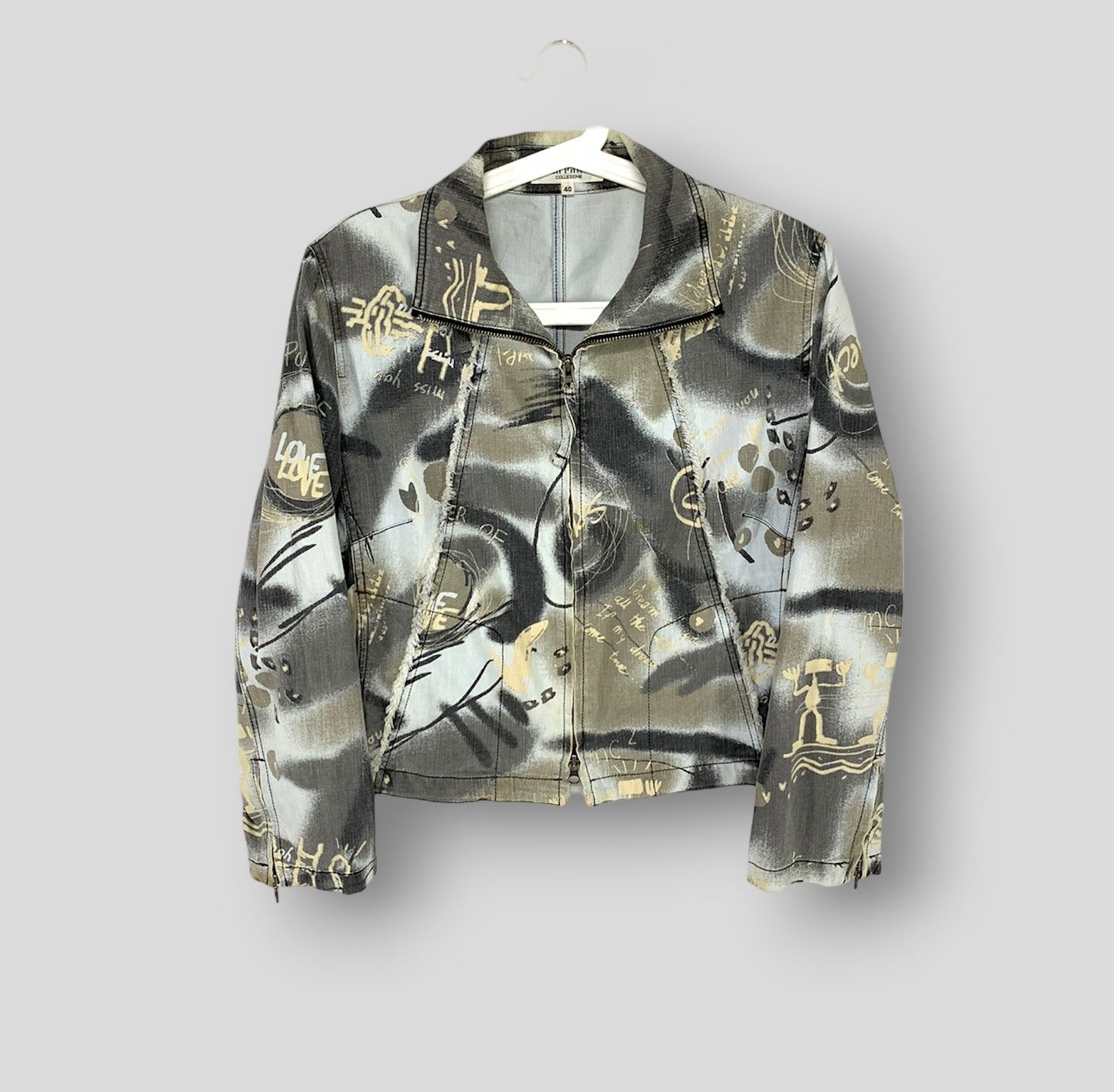 Una parte allover print biker jacket