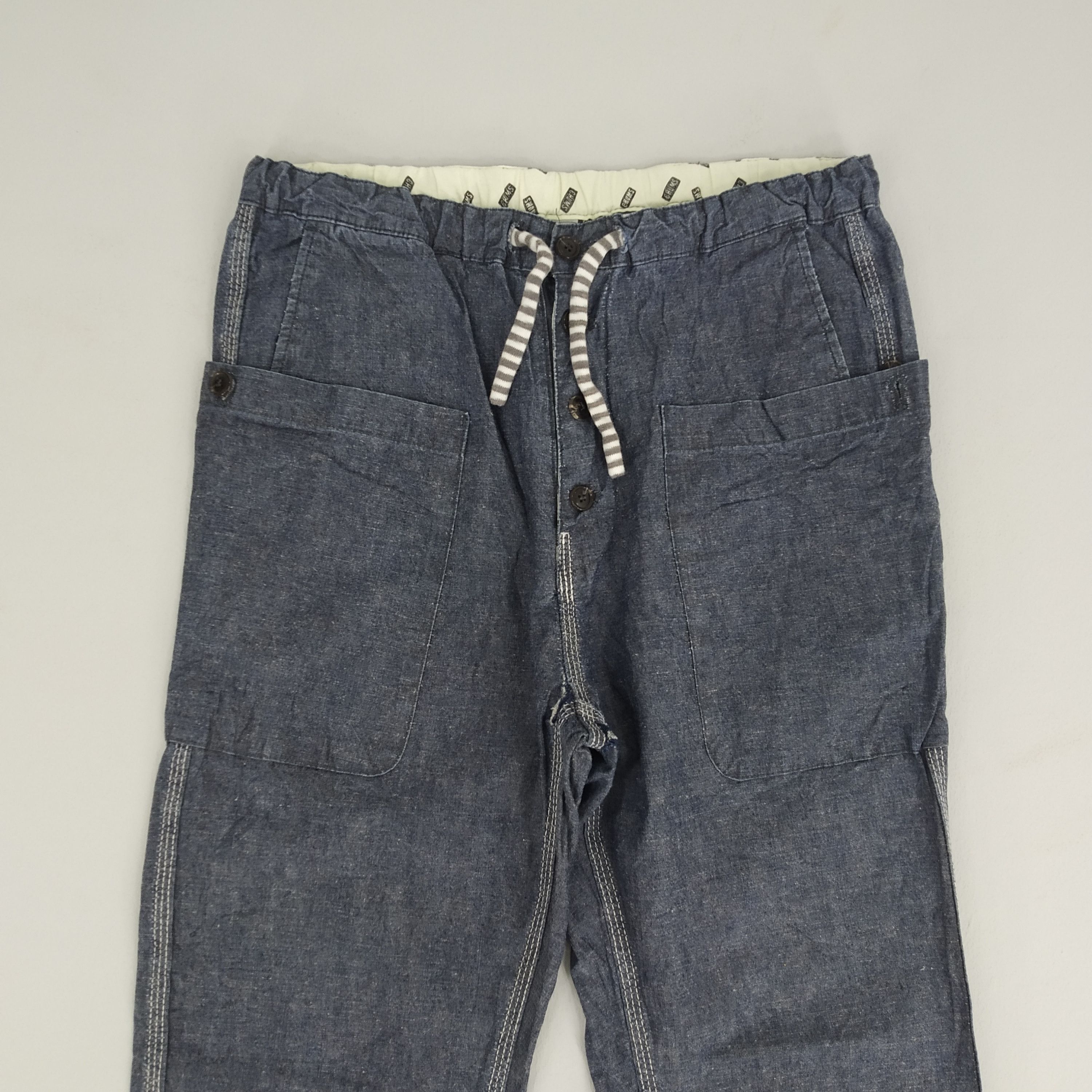 Chums Indigo Double Pocket Casual Pants Retro Cargo Pants