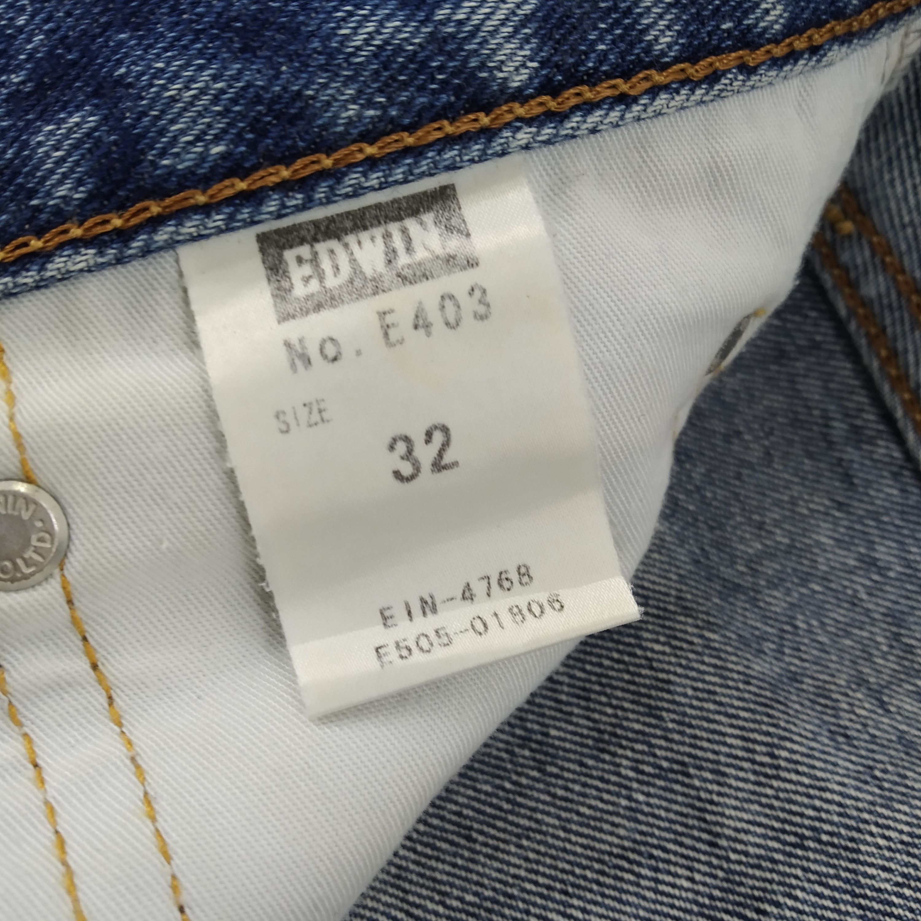 Edwin W33 Edwin 403 Stone Wash Blue Denim Jeans Size US 33 - 14 Thumbnail