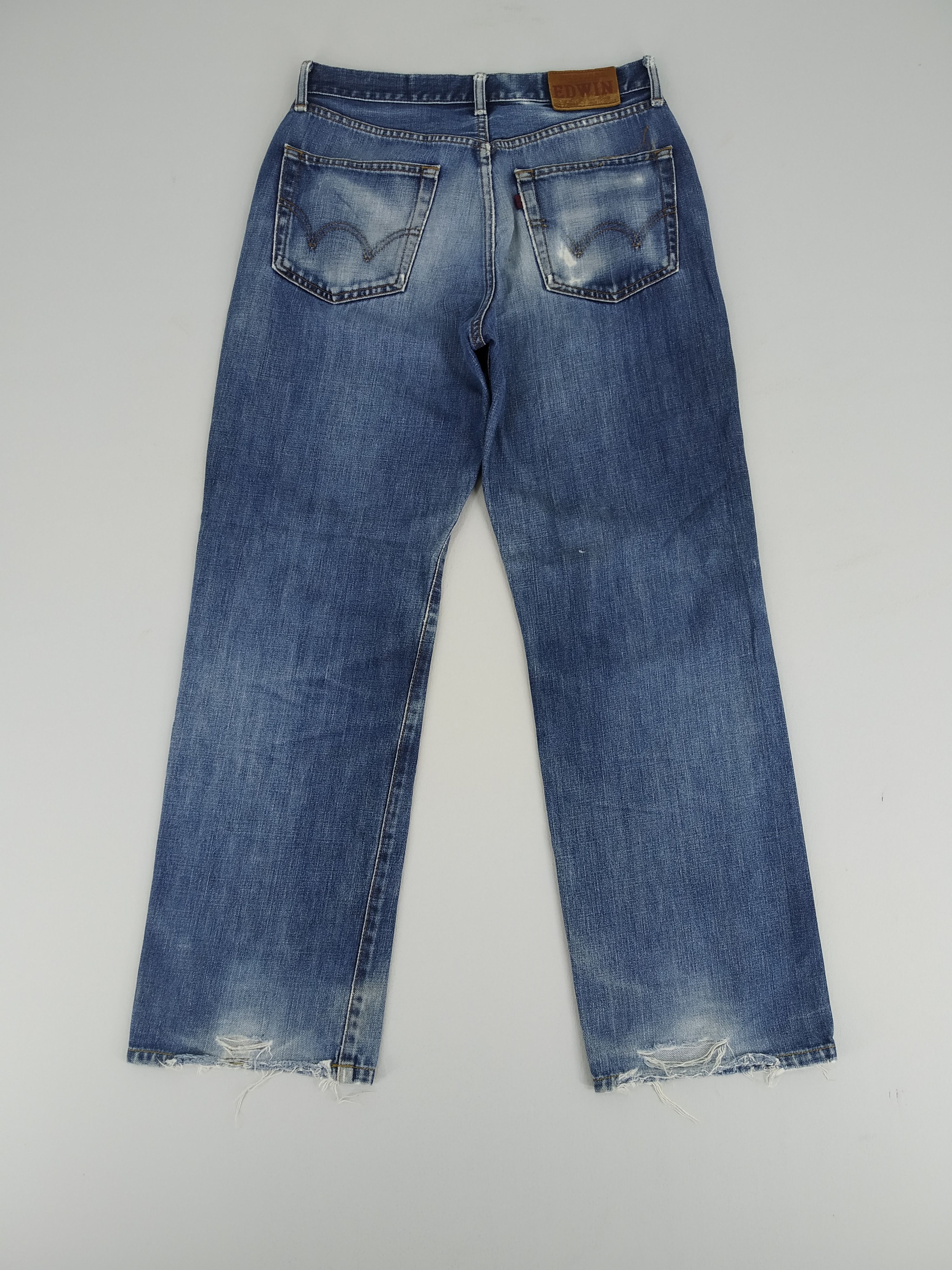 Edwin W30 Distressed Edwin Stone Wash Ripped Blue Faded Jeans Size US 30 / EU 46 - 2 Thumbnail