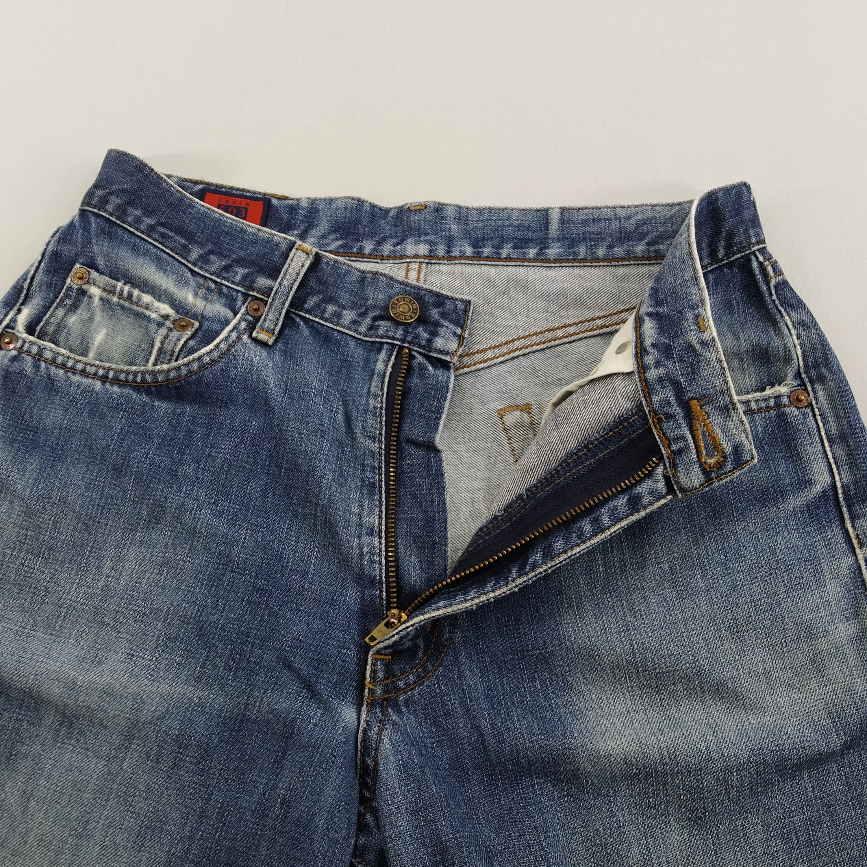 Edwin W30 Distressed Edwin Stone Wash Ripped Blue Faded Jeans Size US 30 / EU 46 - 12 Thumbnail