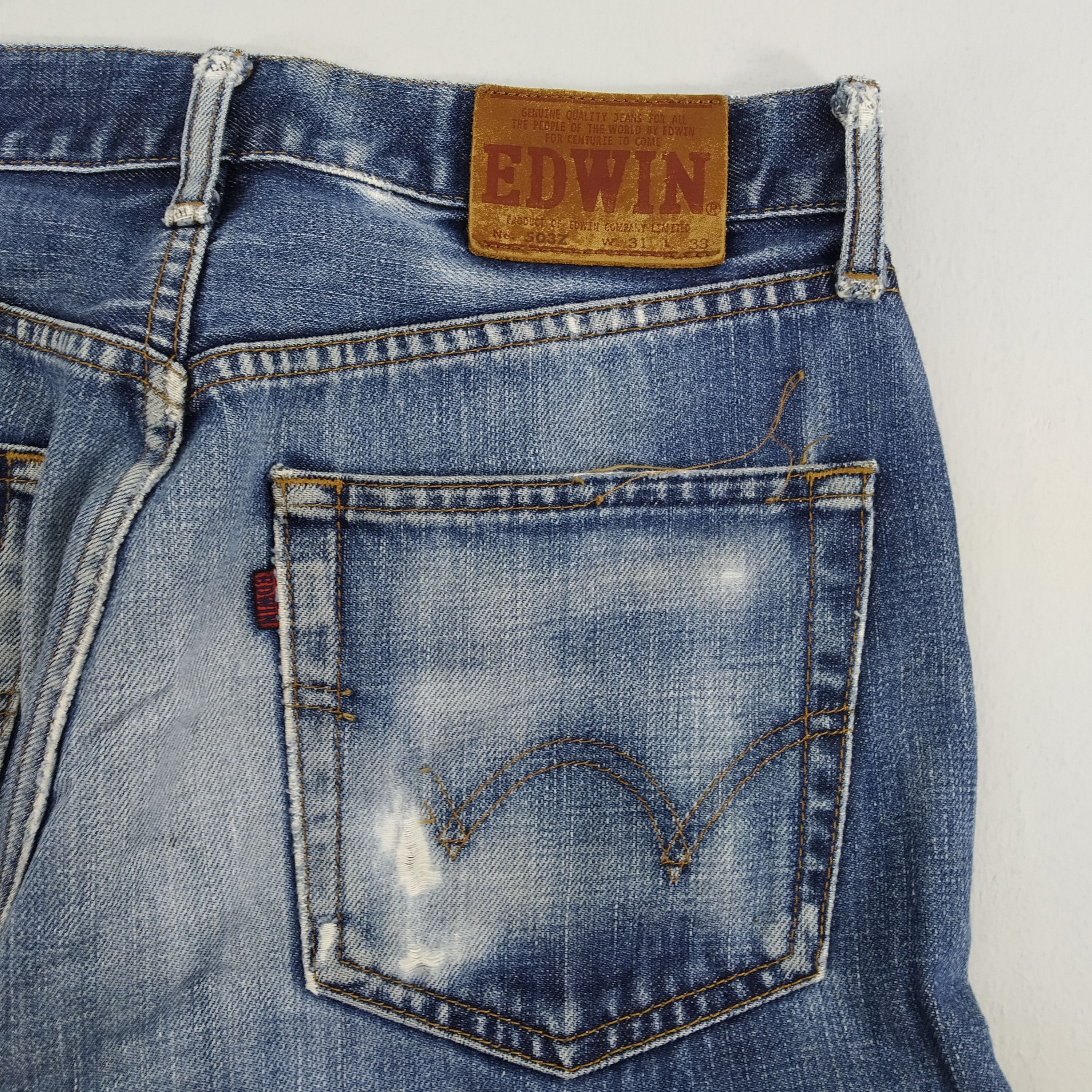 Edwin W30 Distressed Edwin Stone Wash Ripped Blue Faded Jeans Size US 30 / EU 46 - 8 Thumbnail
