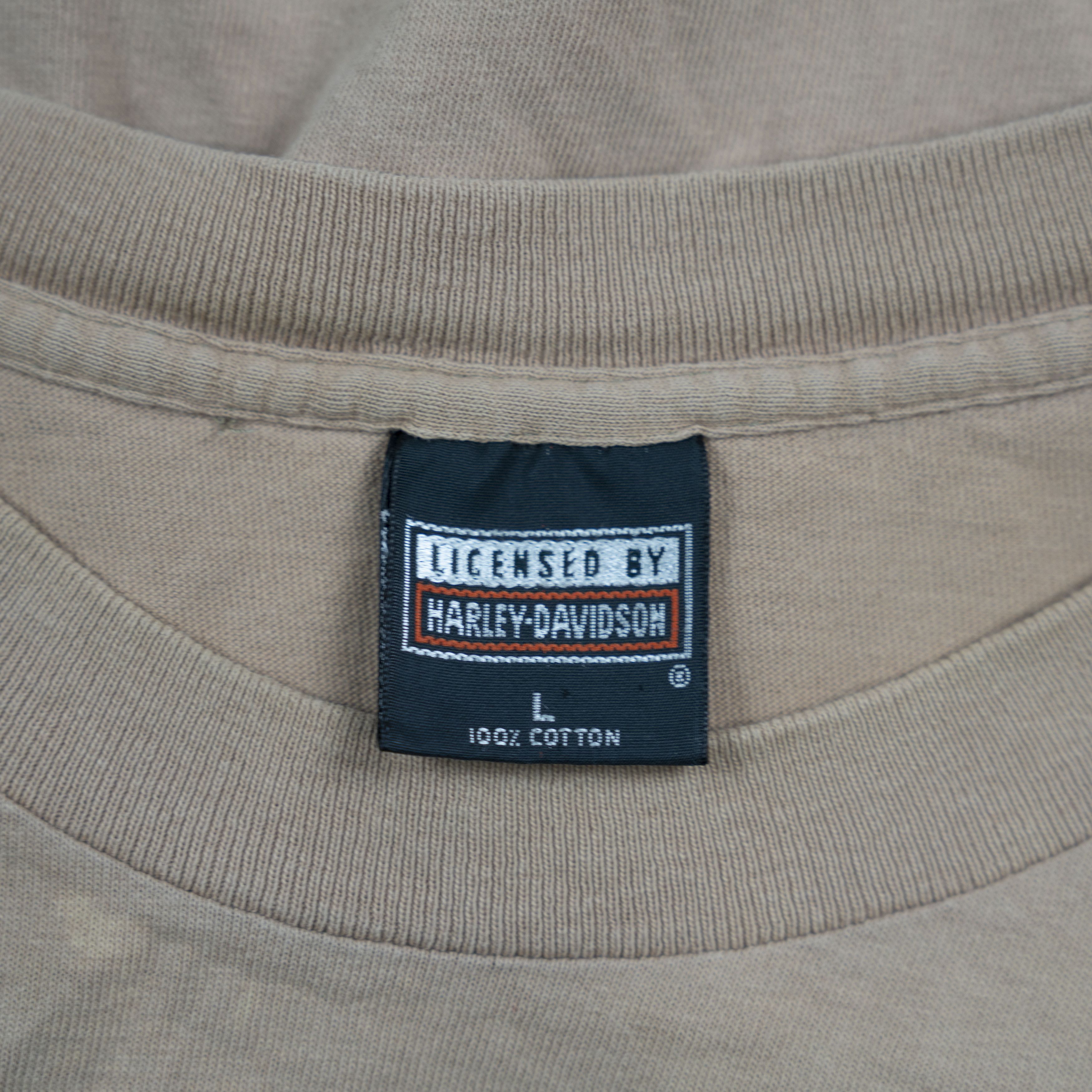 Harley Davidson Vintage 1995 Harley Davidson Tee Shirt Faded Tan Size US L / EU 52-54 / 3 - 3 Thumbnail
