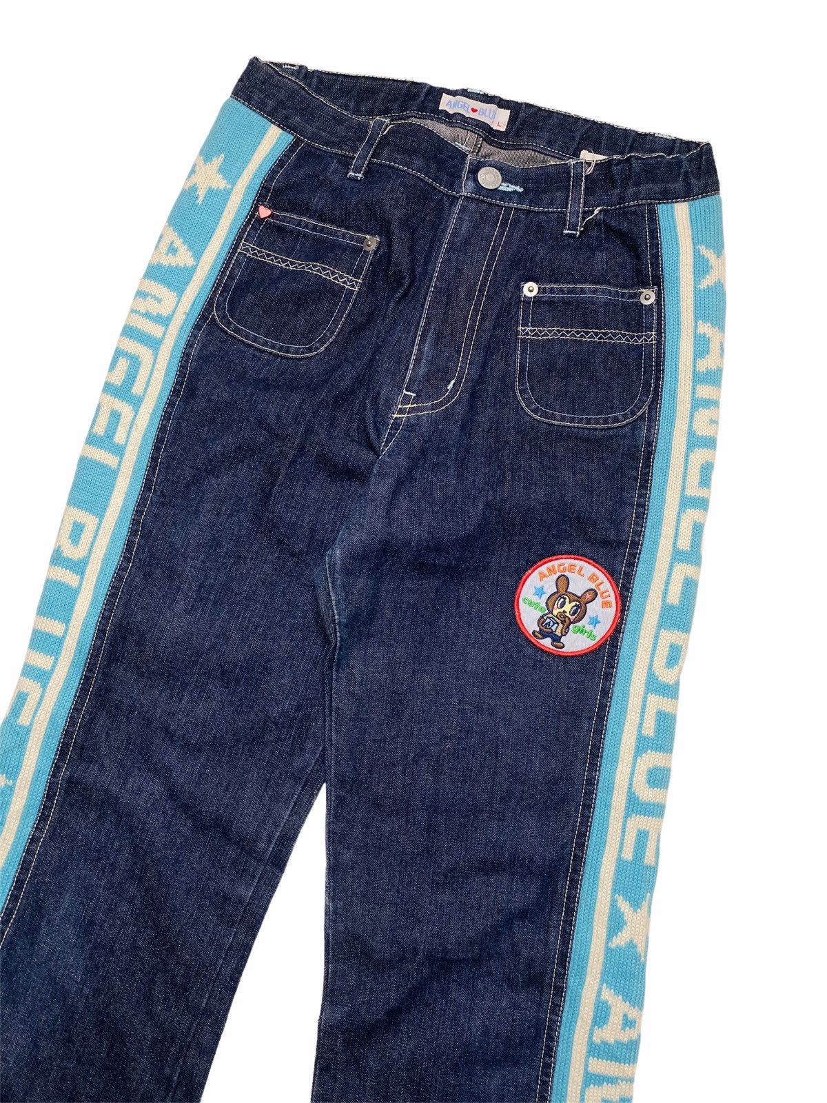 Angel Blue 1990s Angel Blue - Tapped Knitted Denim Pants Size US 28 / EU 44 - 6 Thumbnail