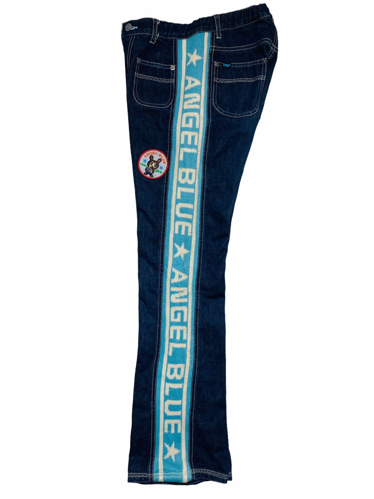 Angel Blue 1990s Angel Blue - Tapped Knitted Denim Pants Size US 28 / EU 44 - 1 Thumbnail