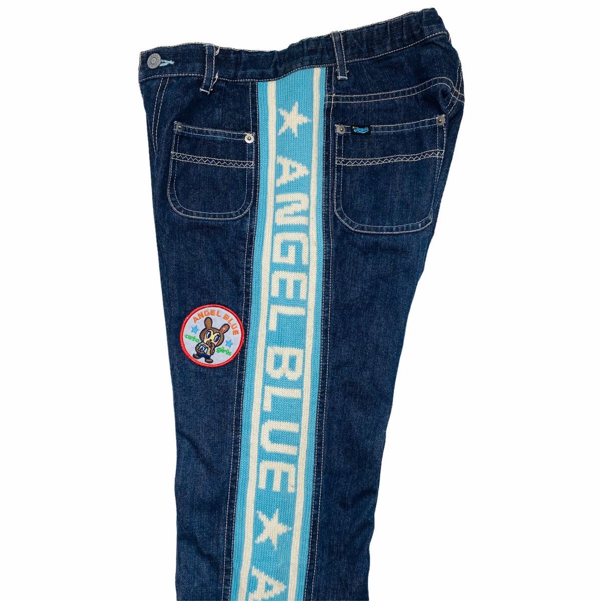 Angel Blue 1990s Angel Blue - Tapped Knitted Denim Pants Size US 28 / EU 44 - 7 Thumbnail