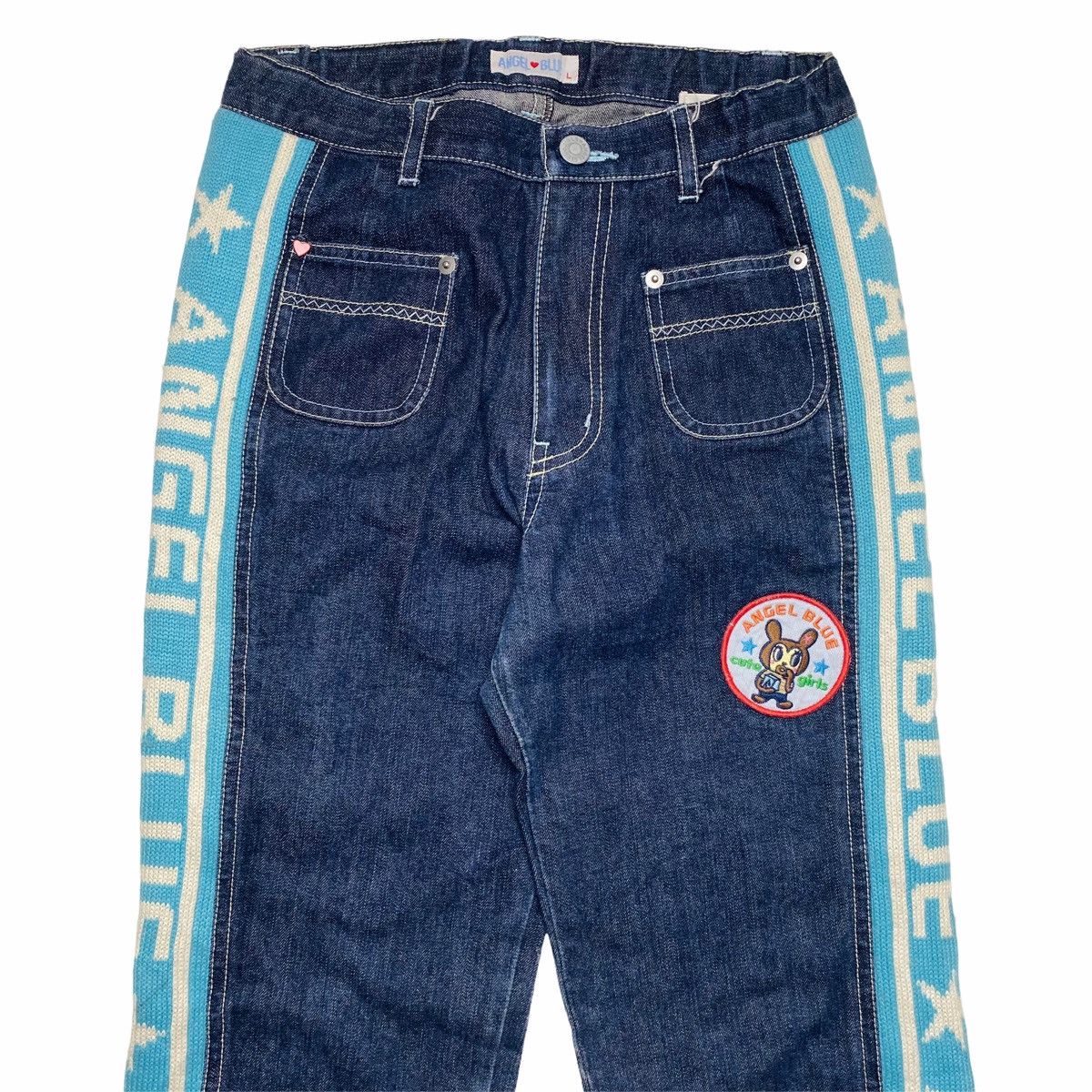 Angel Blue 1990s Angel Blue - Tapped Knitted Denim Pants Size US 28 / EU 44 - 4 Thumbnail