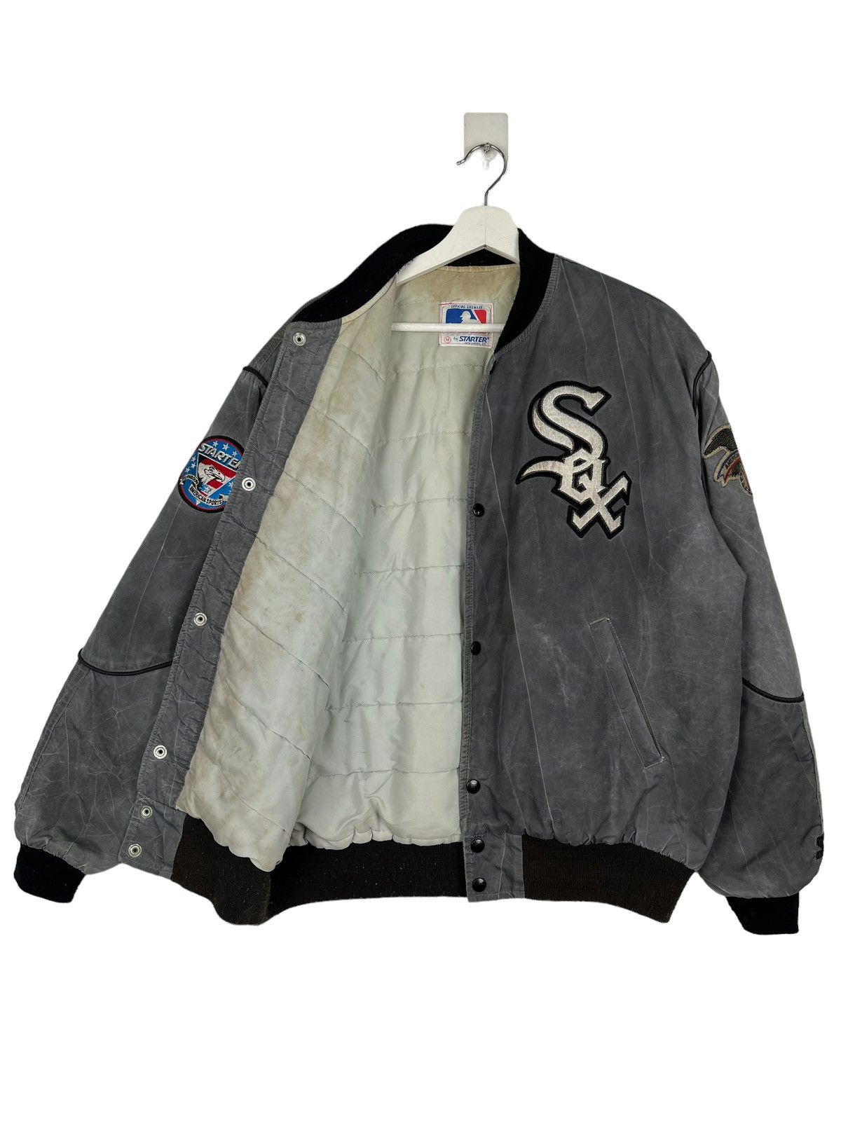 MLB 🔥 VINTAGE WHITE SOX STARTER MLB SATIN BOMBER JACKET Size US M / EU 48-50 / 2 - 8 Thumbnail