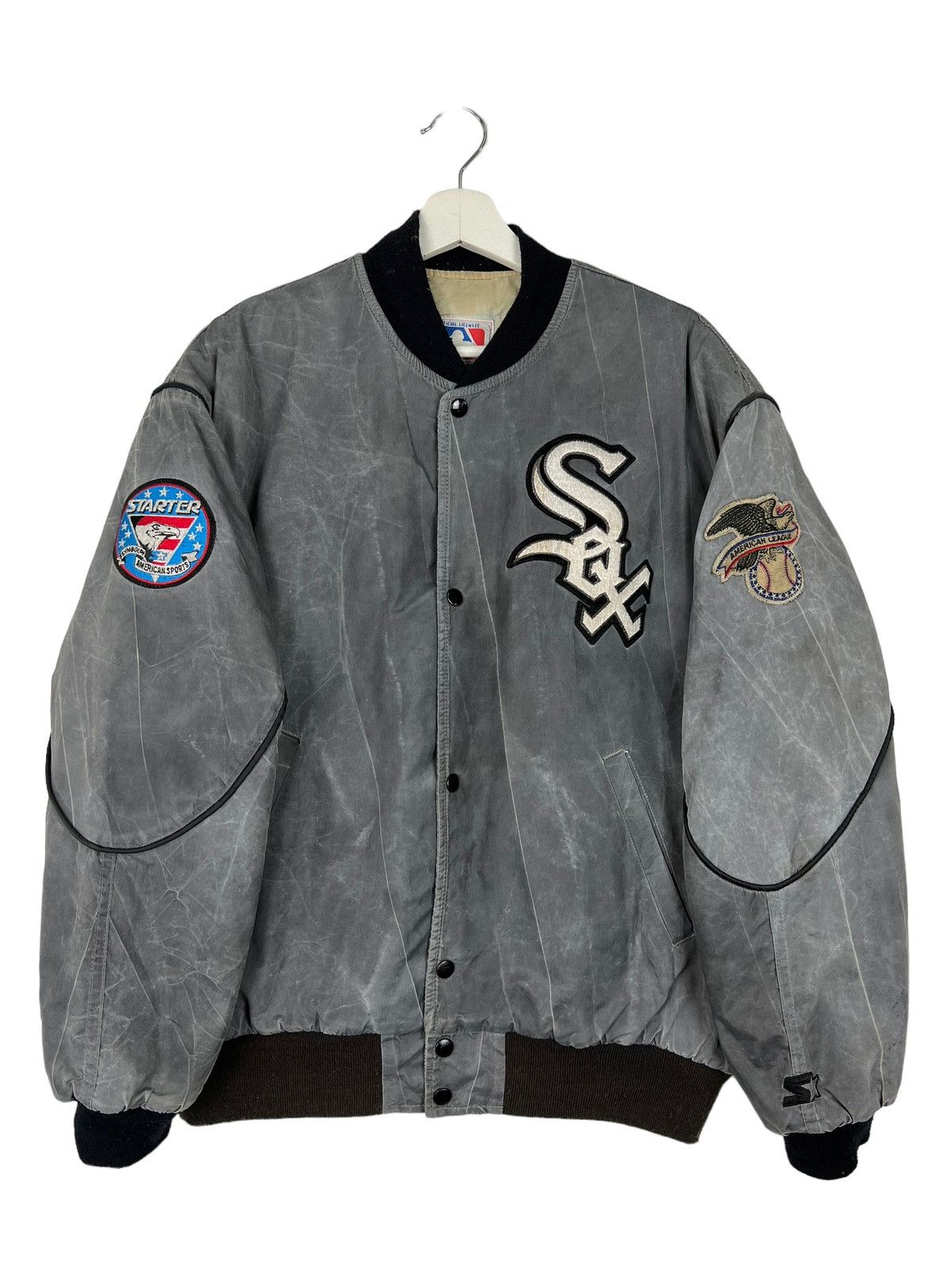MLB 🔥 VINTAGE WHITE SOX STARTER MLB SATIN BOMBER JACKET Size US M / EU 48-50 / 2 - 3 Thumbnail