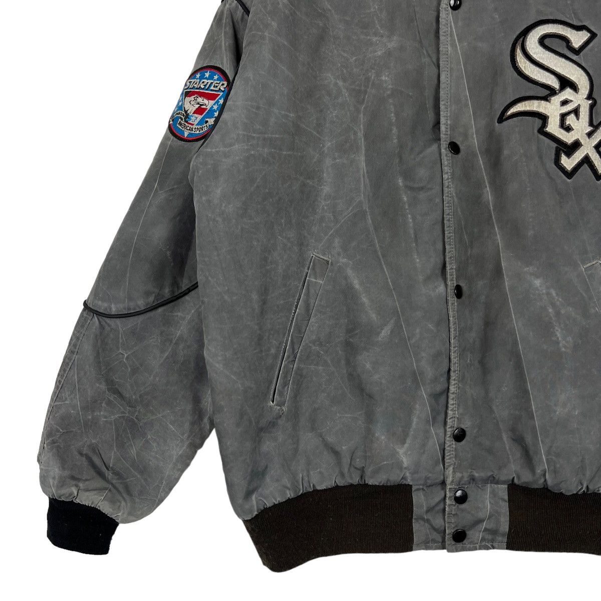 MLB 🔥 VINTAGE WHITE SOX STARTER MLB SATIN BOMBER JACKET Size US M / EU 48-50 / 2 - 5 Thumbnail