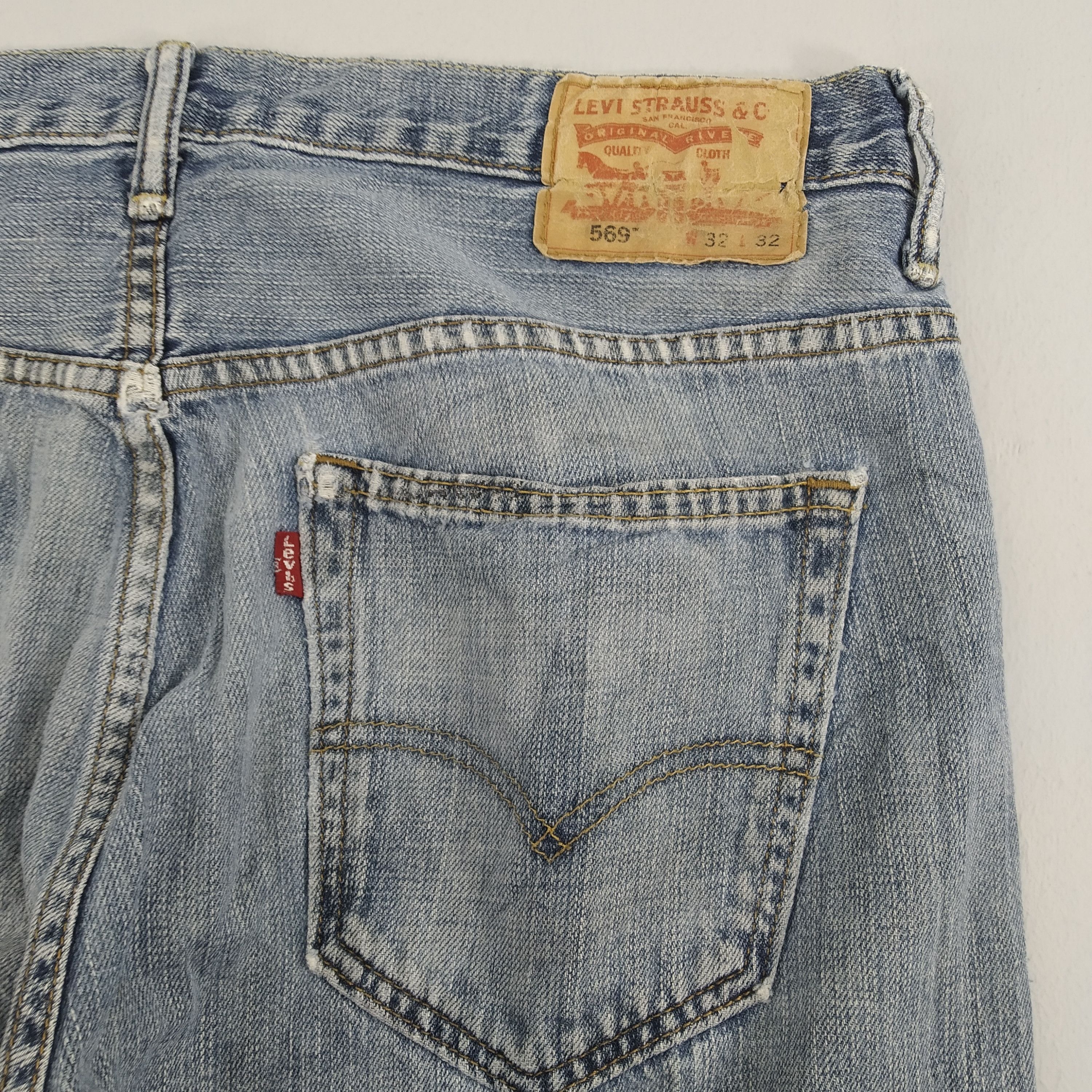 Levi's W34 Distressed Levi’s 569 Stone Wash Faded Blue Denim Jeans Size US 34 / EU 50 - 9 Thumbnail