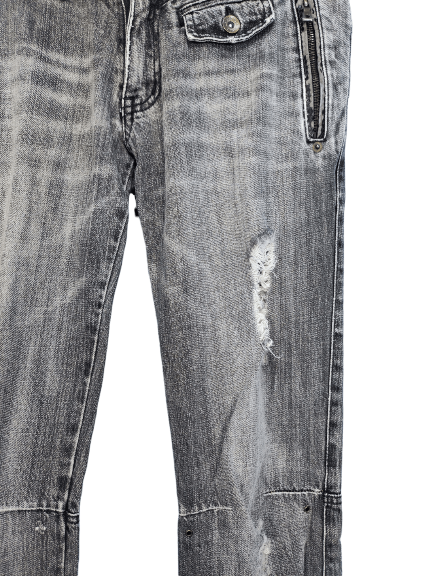 If Six Was Nine × Le Grande Bleu (L.G.B.) × semanticdesign Vintage Semantic Design Ripped Torn Skinny Jeans Size US 30 / EU 46 - 6 Thumbnail
