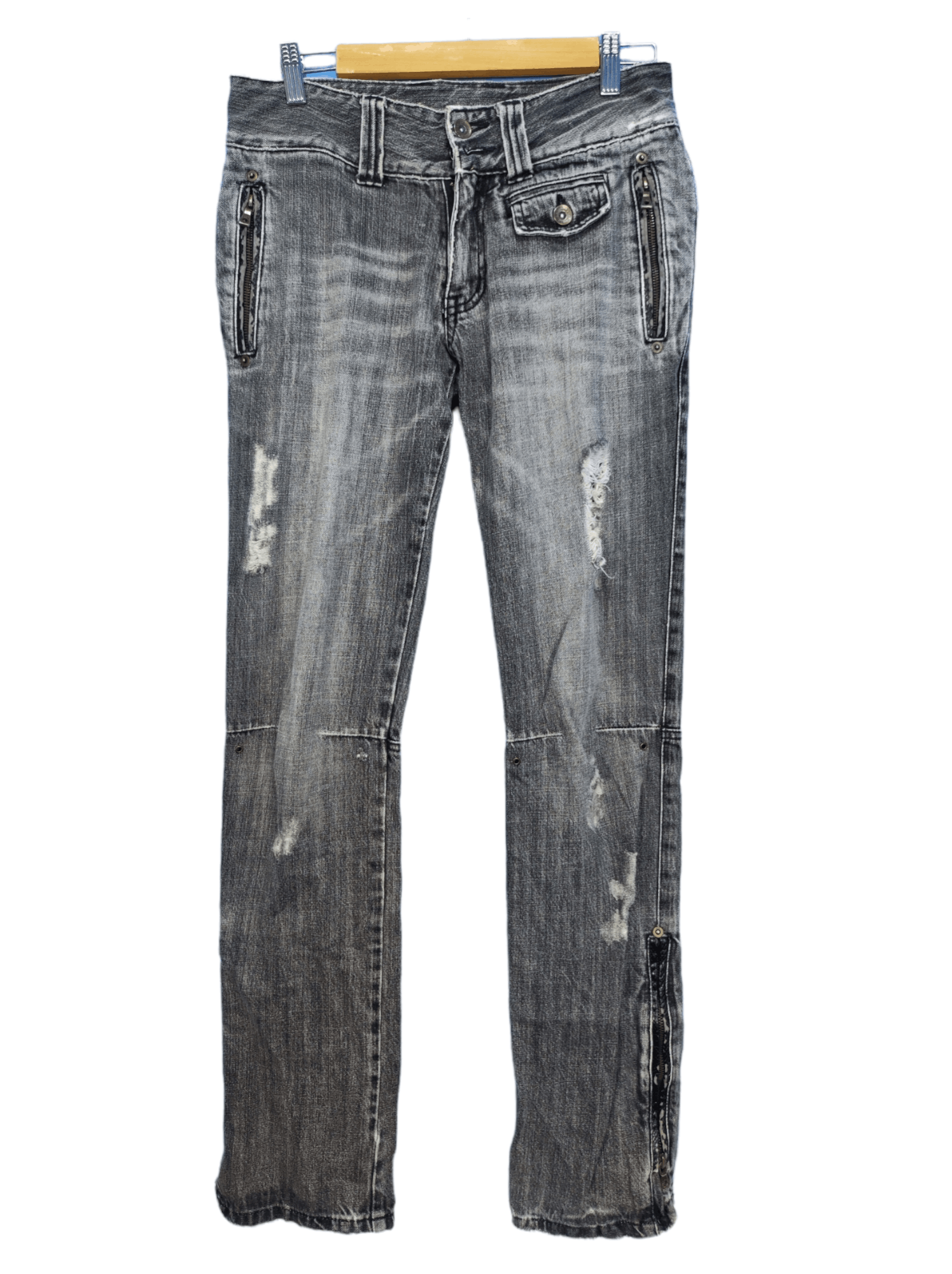 If Six Was Nine × Le Grande Bleu (L.G.B.) × semanticdesign Vintage Semantic Design Ripped Torn Skinny Jeans Size US 30 / EU 46 - 1 Thumbnail