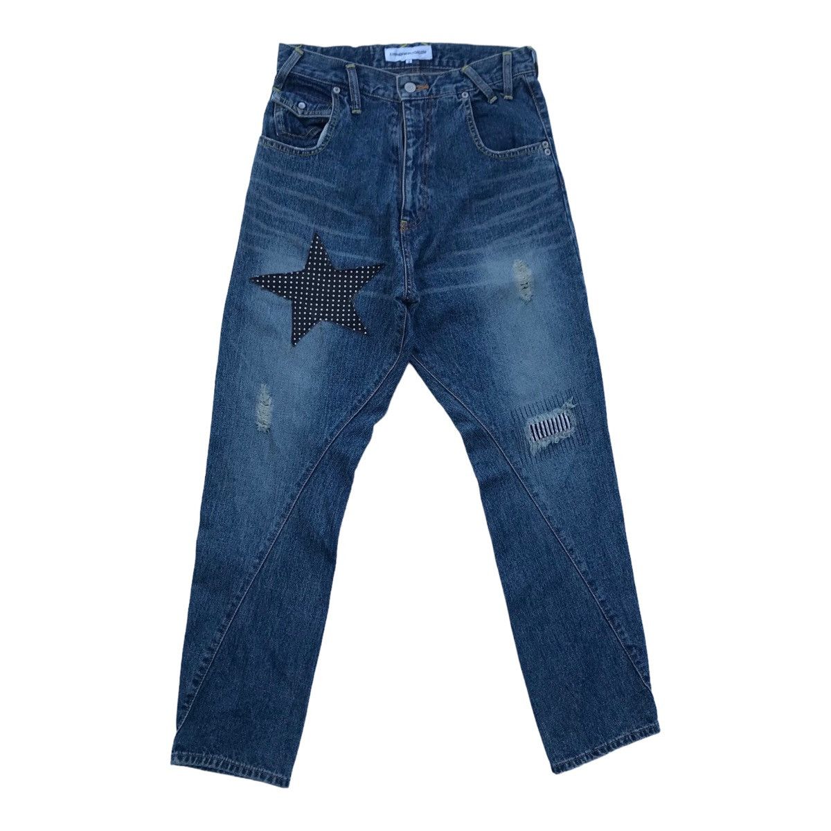 Japanese Brand E Hyphen Ripped Distressed High Waist Denim Pants Size US 28 / EU 44 - 1 Thumbnail