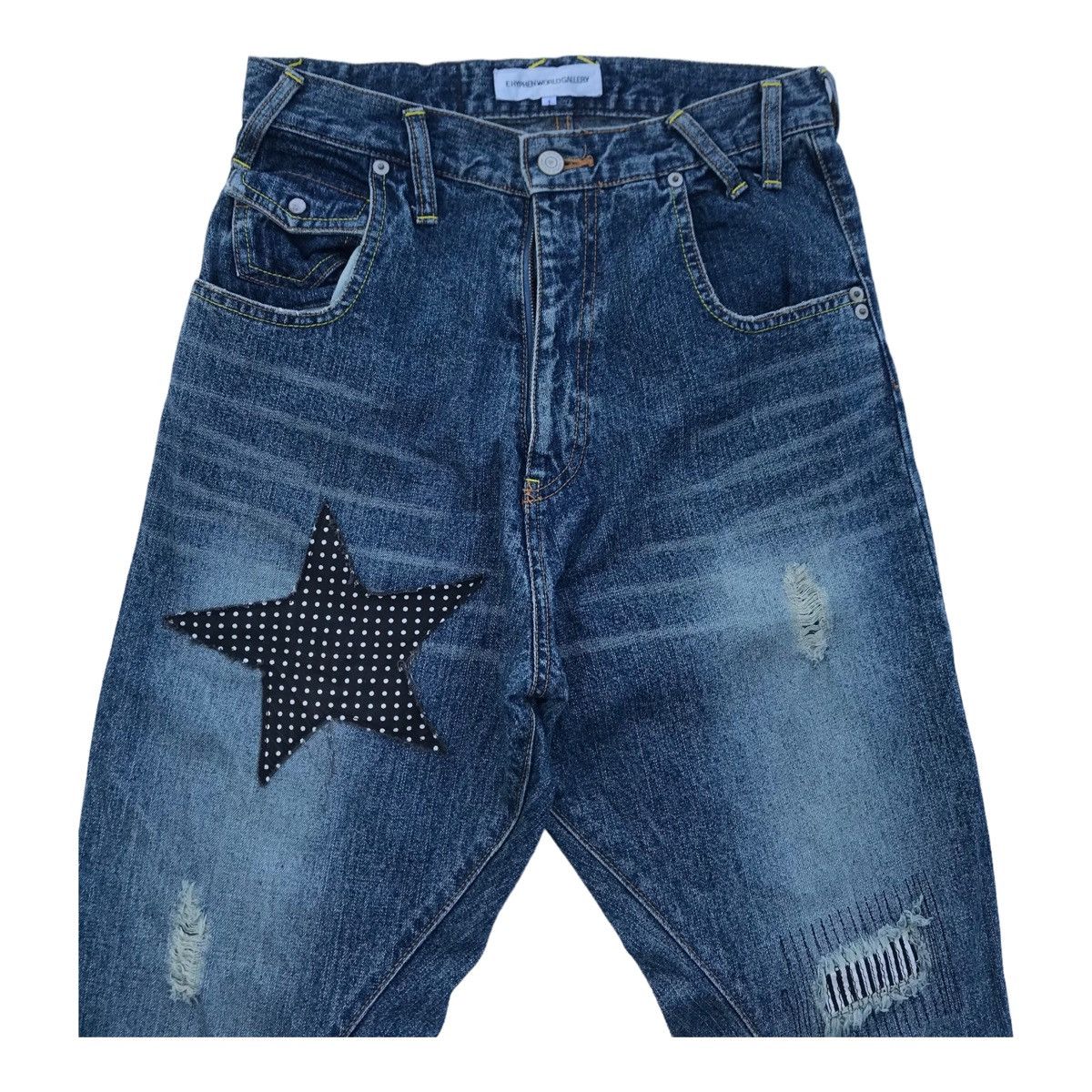 Japanese Brand E Hyphen Ripped Distressed High Waist Denim Pants Size US 28 / EU 44 - 3 Thumbnail