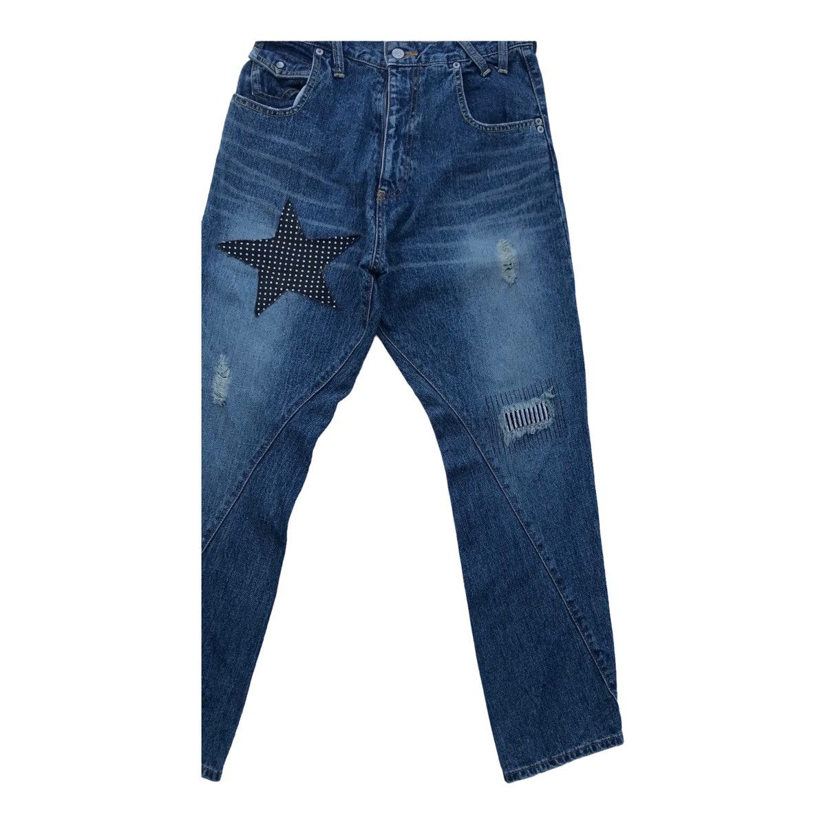 Japanese Brand E Hyphen Ripped Distressed High Waist Denim Pants Size US 28 / EU 44 - 4 Thumbnail
