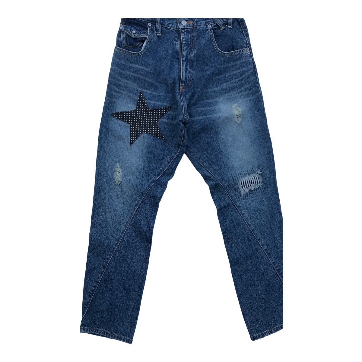 Japanese Brand E Hyphen Ripped Distressed High Waist Denim Pants Size US 28 / EU 44 - 2 Thumbnail