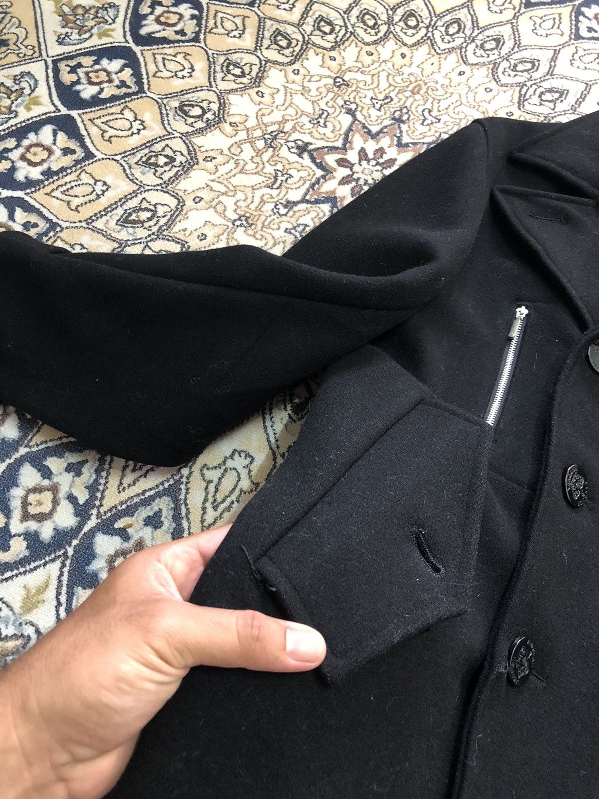 Vanquish Punk Style🥷🏿 Vintage Vanquish Black Wool Pea Coat Size US S / EU 44-46 / 1 - 9 Thumbnail