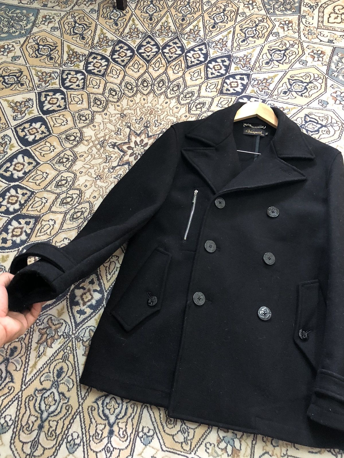 Vanquish Punk Style🥷🏿 Vintage Vanquish Black Wool Pea Coat Size US S / EU 44-46 / 1 - 5 Thumbnail