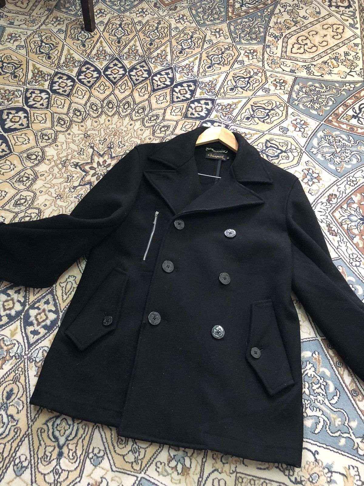Vanquish Punk Style🥷🏿 Vintage Vanquish Black Wool Pea Coat Size US S / EU 44-46 / 1 - 7 Thumbnail