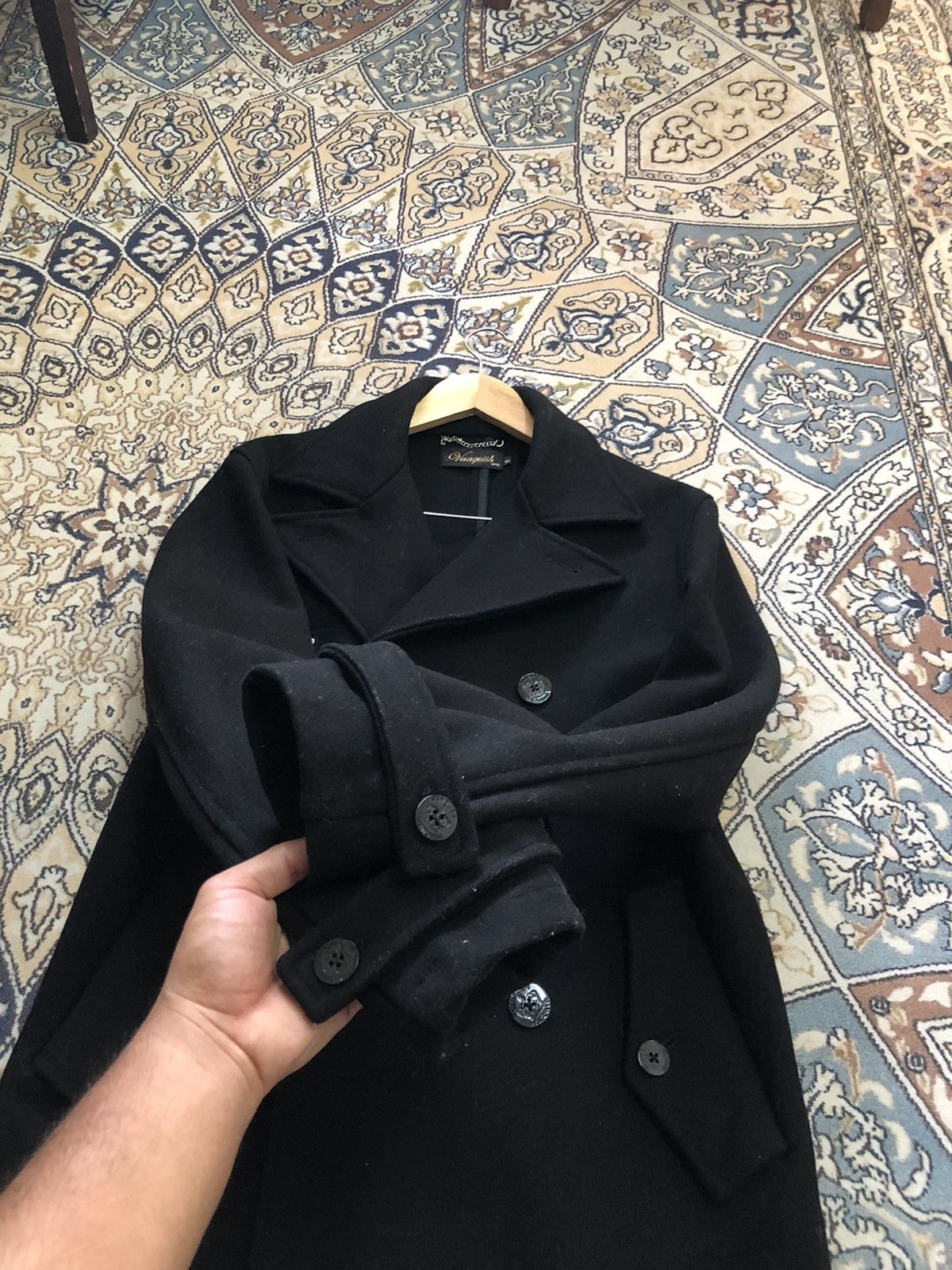 Vanquish Punk Style🥷🏿 Vintage Vanquish Black Wool Pea Coat Size US S / EU 44-46 / 1 - 6 Thumbnail