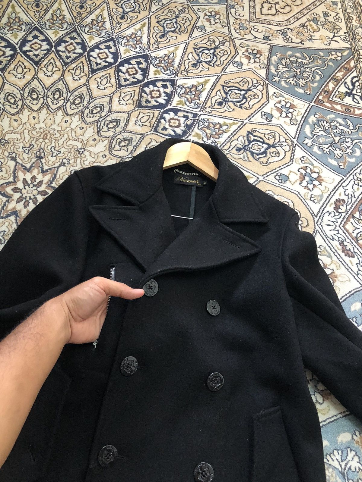 Vanquish Punk Style🥷🏿 Vintage Vanquish Black Wool Pea Coat Size US S / EU 44-46 / 1 - 11 Thumbnail