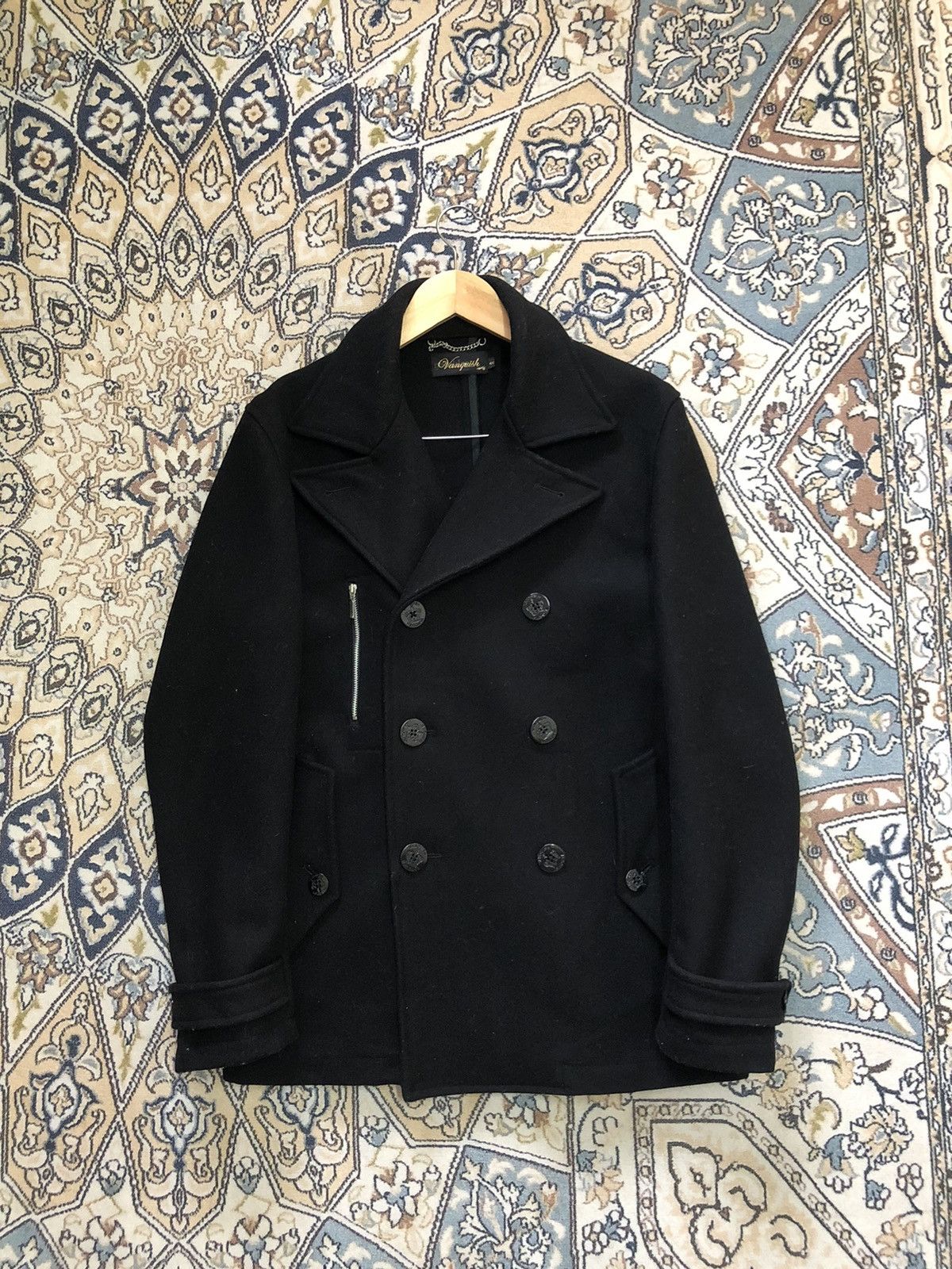 Vanquish Punk Style🥷🏿 Vintage Vanquish Black Wool Pea Coat Size US S / EU 44-46 / 1 - 1 Thumbnail