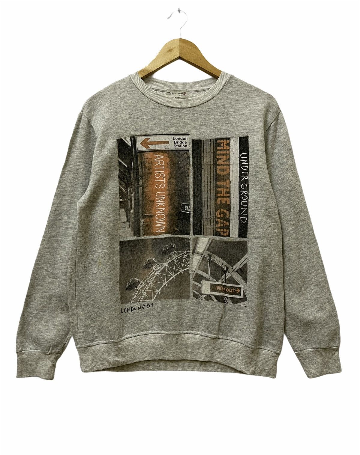 Vintage × Zara Vintage Zara Boys Big Logo Sweatshirt Grey Size US M / EU 48-50 / 2 - 1 Thumbnail
