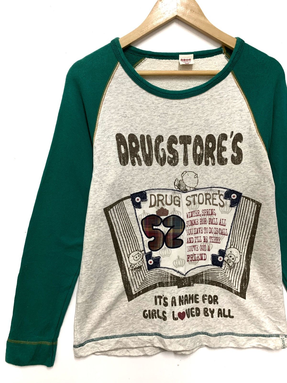 Designer × Japanese Brand Drugstore Sweatshirt Big Logo White Green Medium Size US M / EU 48-50 / 2 - 2 Thumbnail