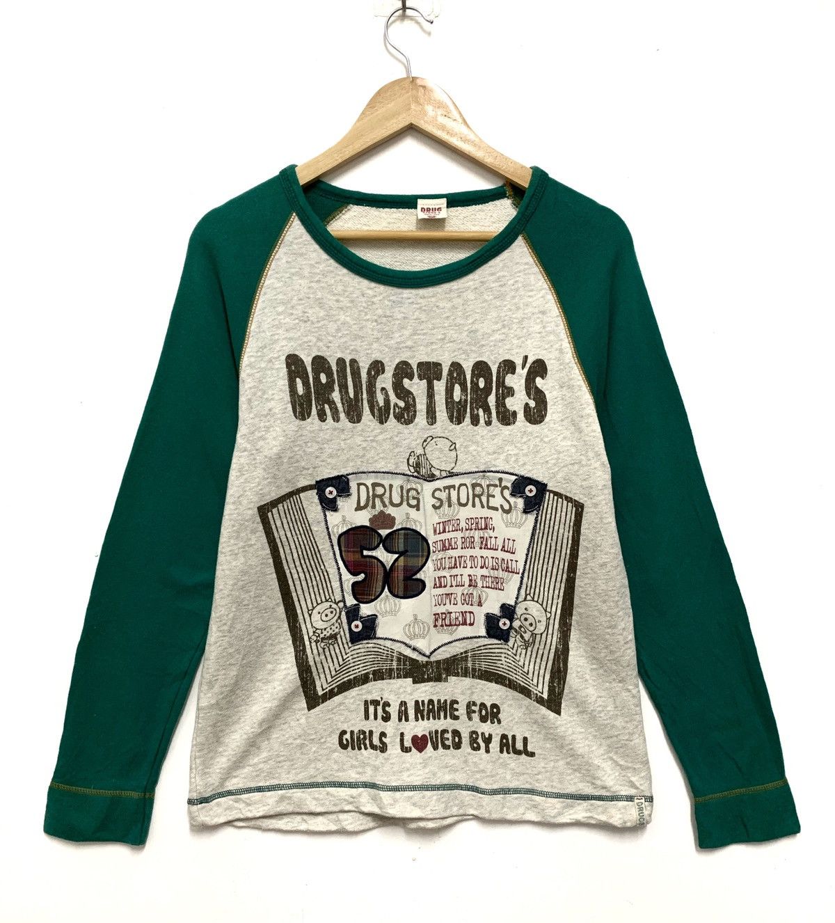 Designer × Japanese Brand Drugstore Sweatshirt Big Logo White Green Medium Size US M / EU 48-50 / 2 - 1 Thumbnail